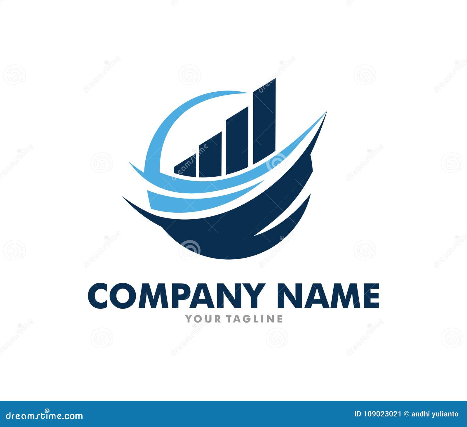 Vector Logo Design Info Graphic Of Line Bar Chart Of Financial Or Stock