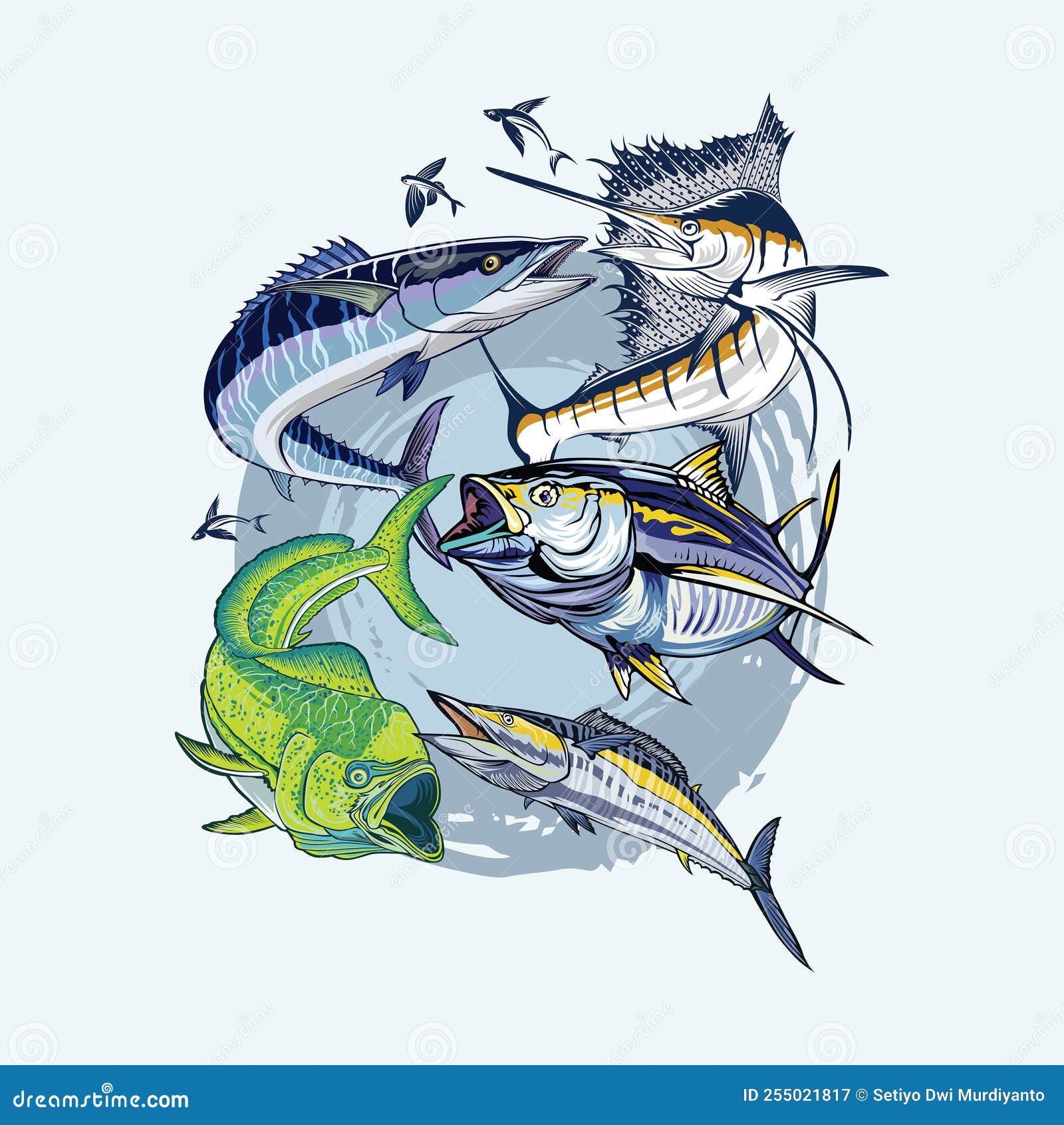 Vector Logo Illustration Pelagic Fishing Stock Illustration