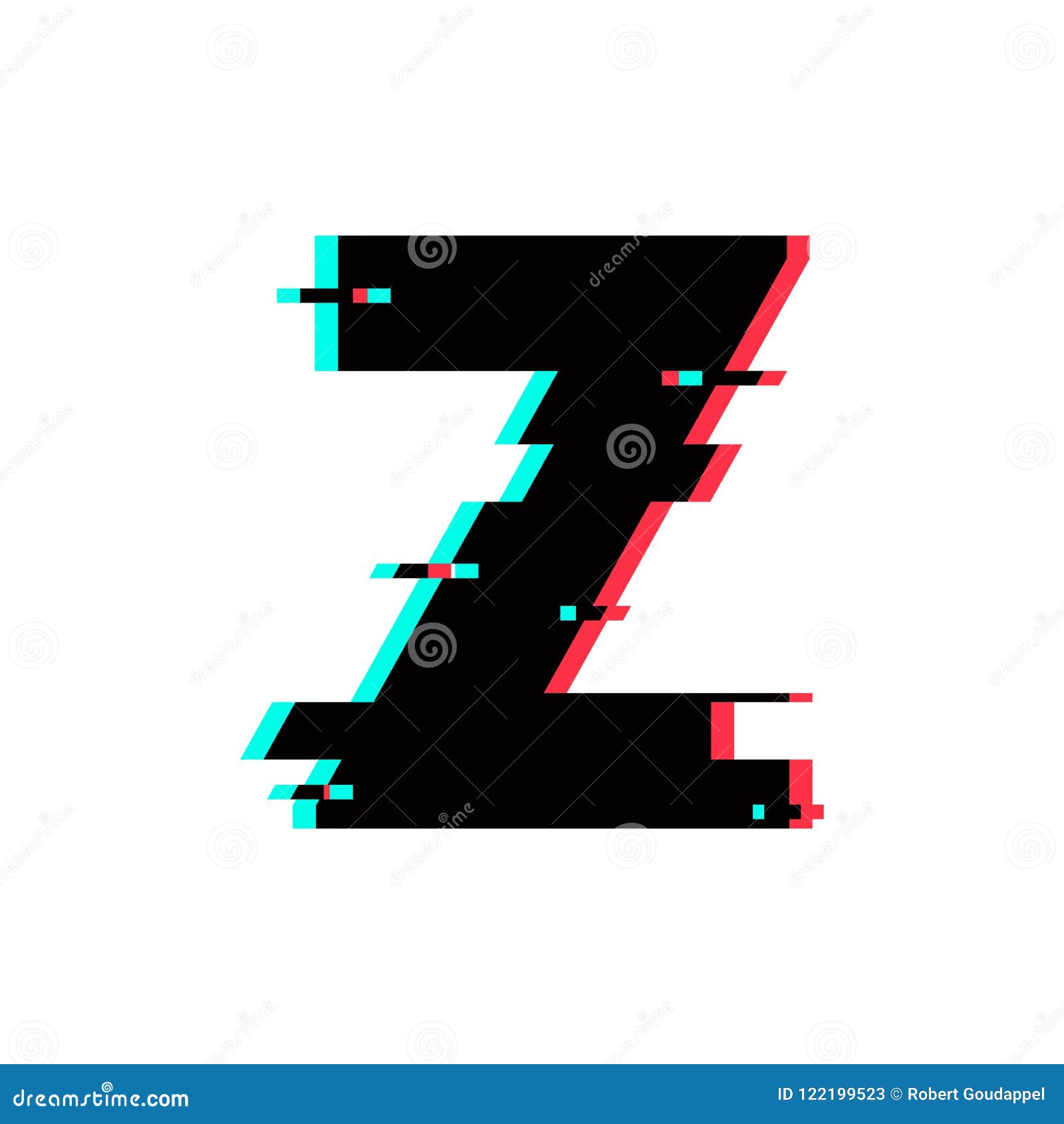 Vector Logo Letter Z Glitch Distortion Stock Vector - Illustration ...