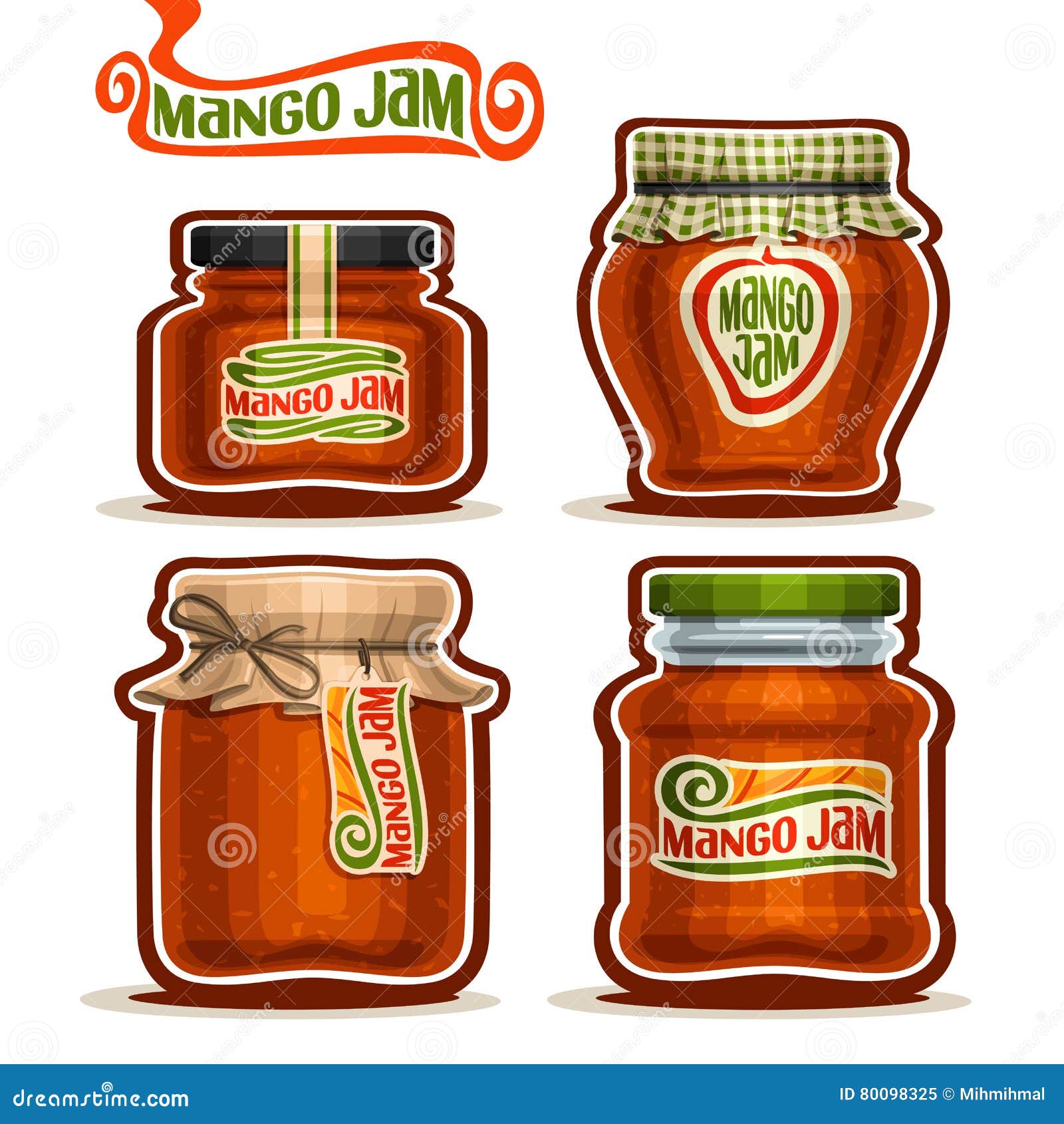 Vector Logo  Mango Jam  In Glass Jars Stock Vector 