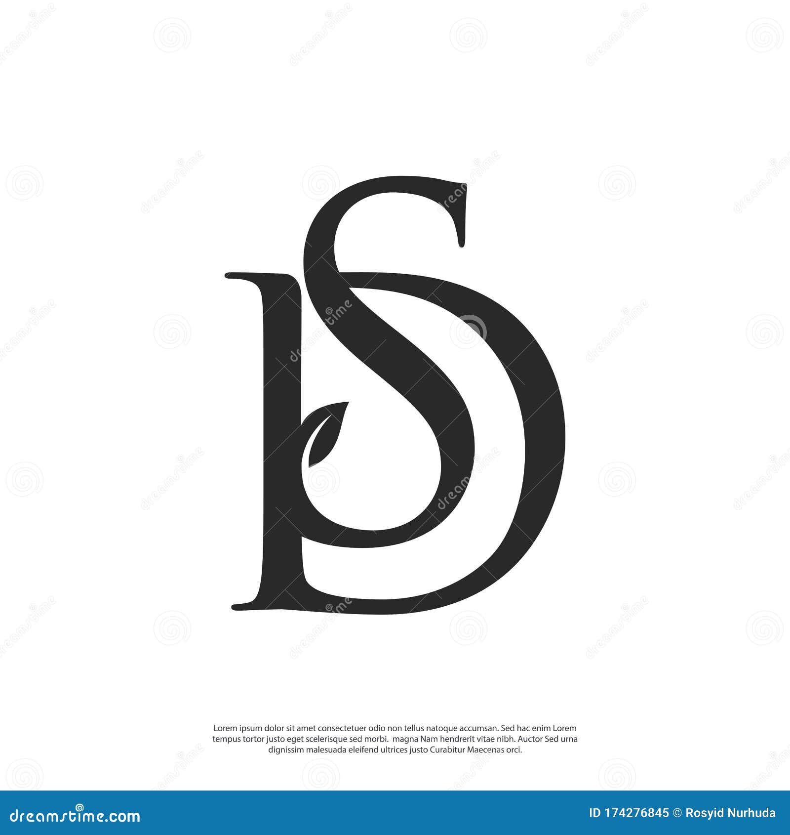 Vector Logo Monogram Letters DS Luxury Style Stock Vector