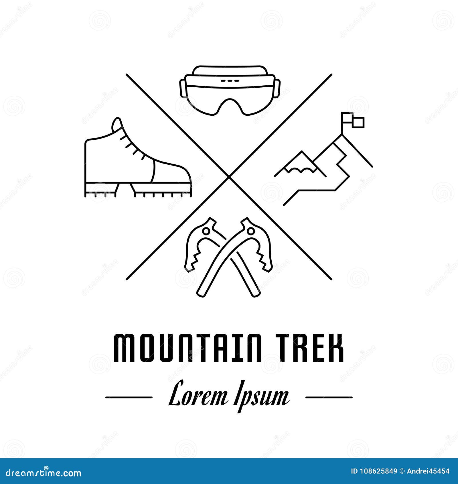 Vector Line Banner Mountain Trek. Stock Illustration - Illustration of ...
