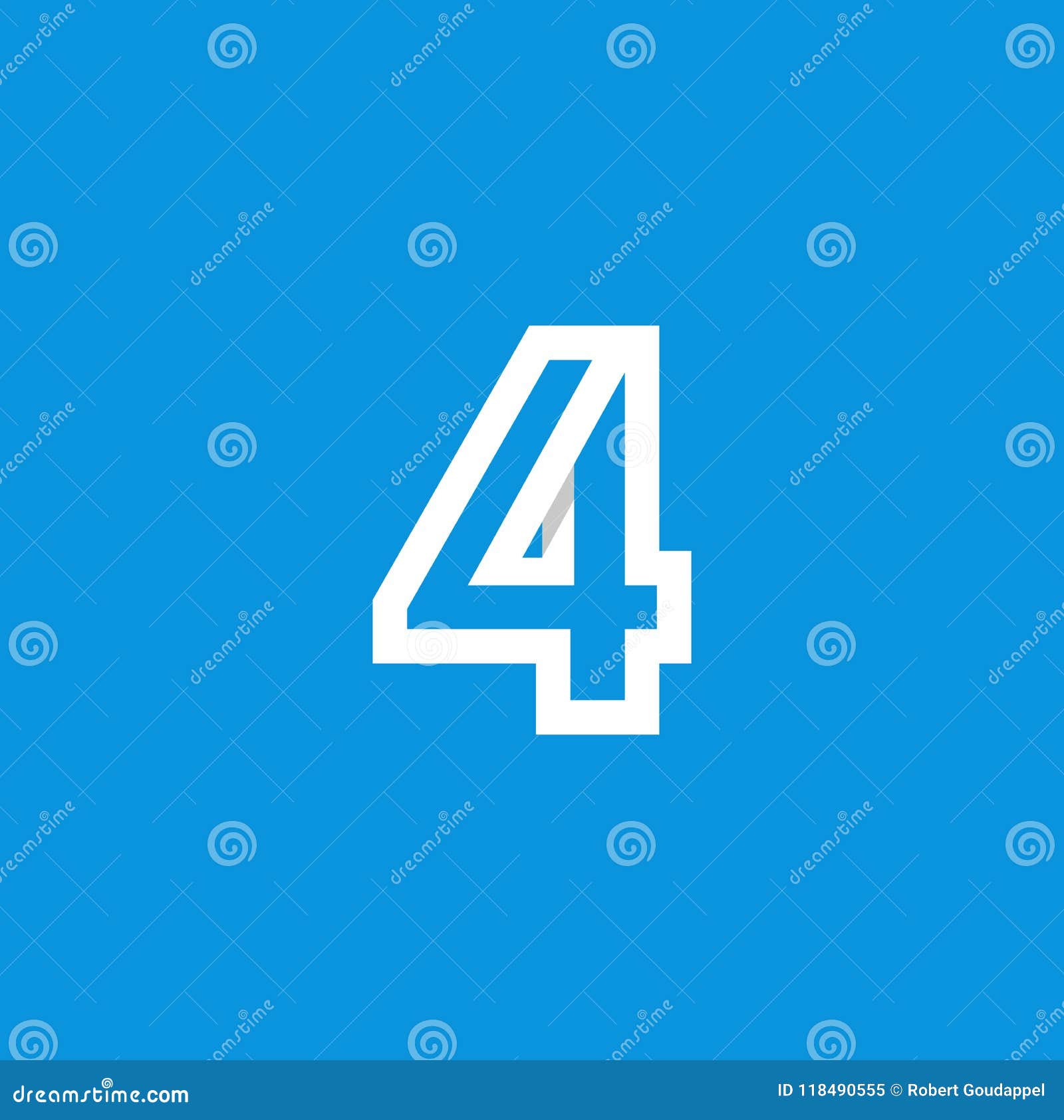 Vector Logo Number 4 White stock vector. Illustration of white - 118490555