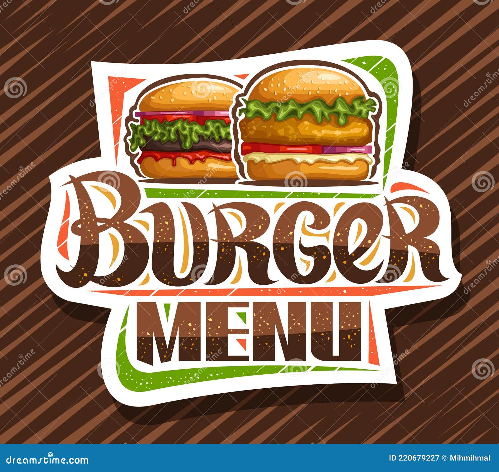 Vector Logo Para El Menú Hamburguesa Ilustración del Vector - Ilustración  de decorativo, tarjeta: 220679227