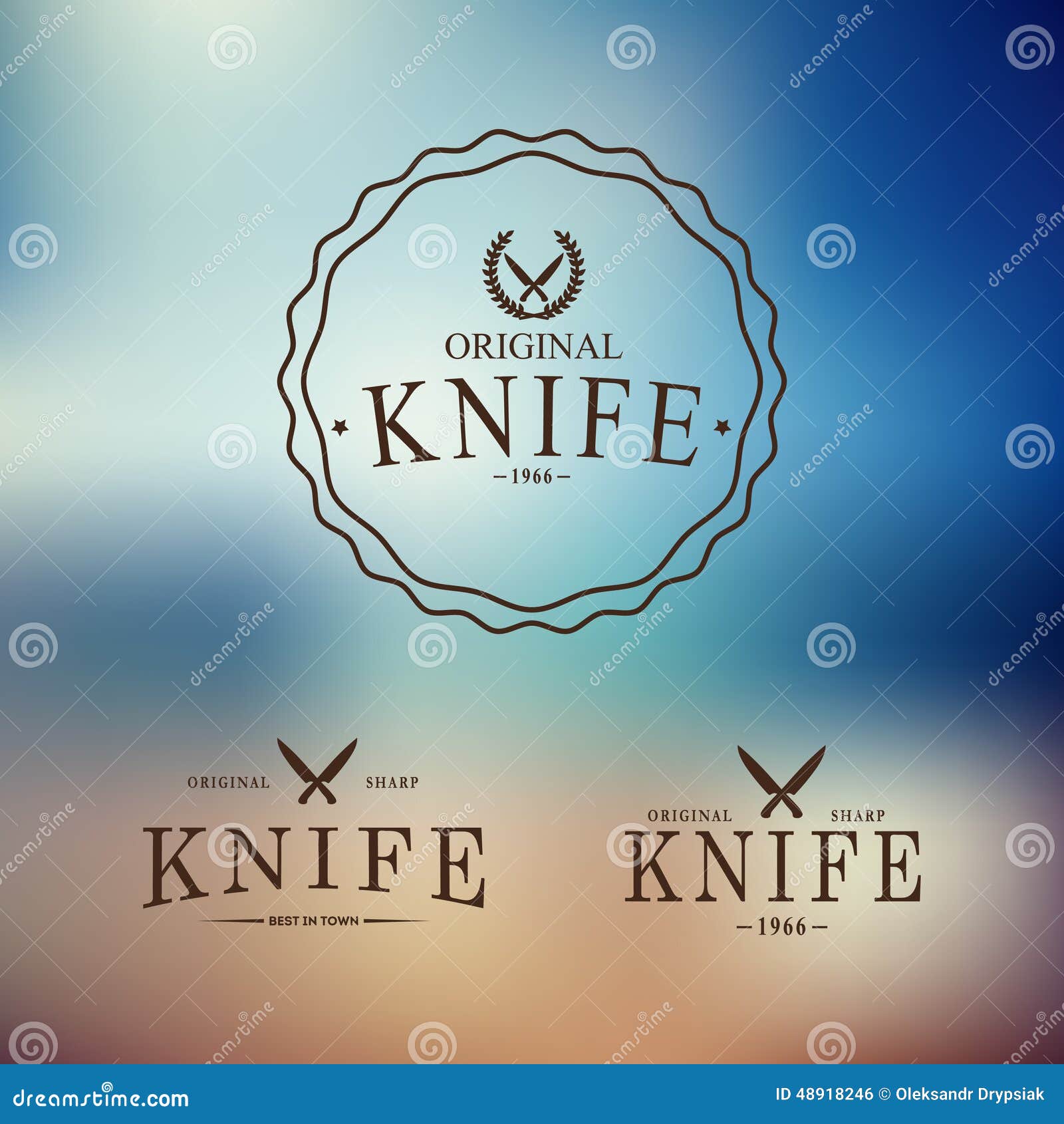 Vector Logo with a Set of Knives on Abstract Stock Vector