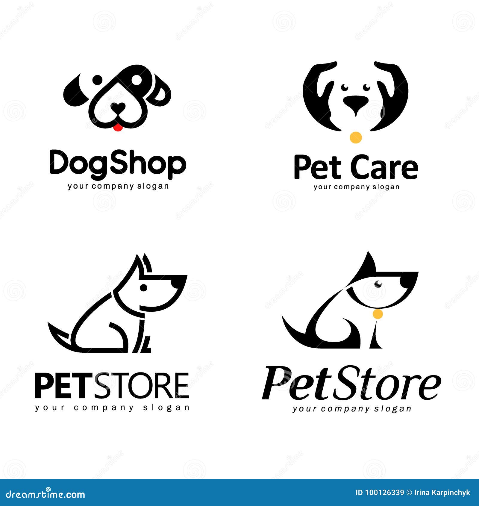 Vector Logo Set. Logo Design for the Pet Store Stock Vector