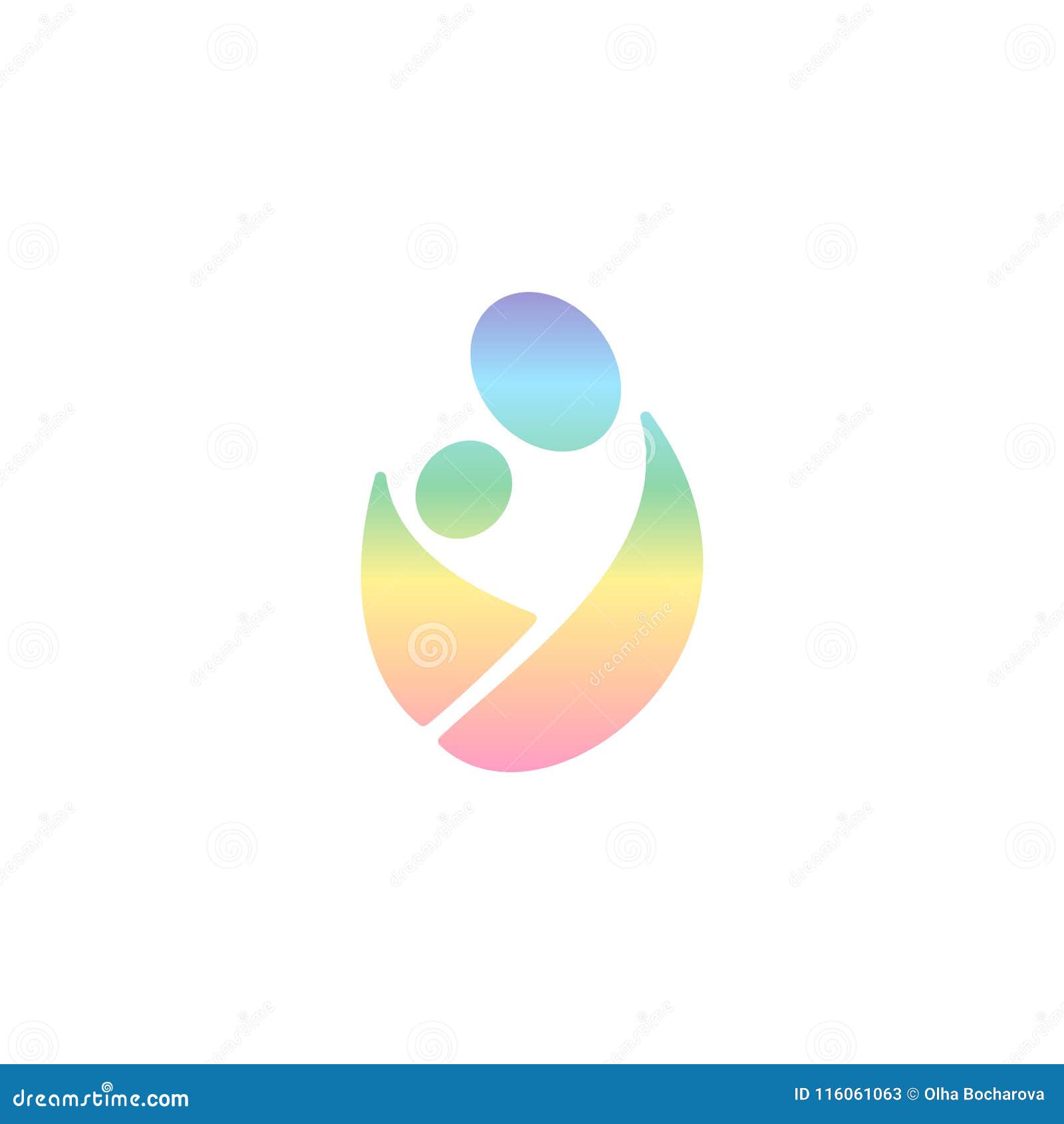 Vector Logo Wearing Baby In Sling. Rainbow Logotype Man ...