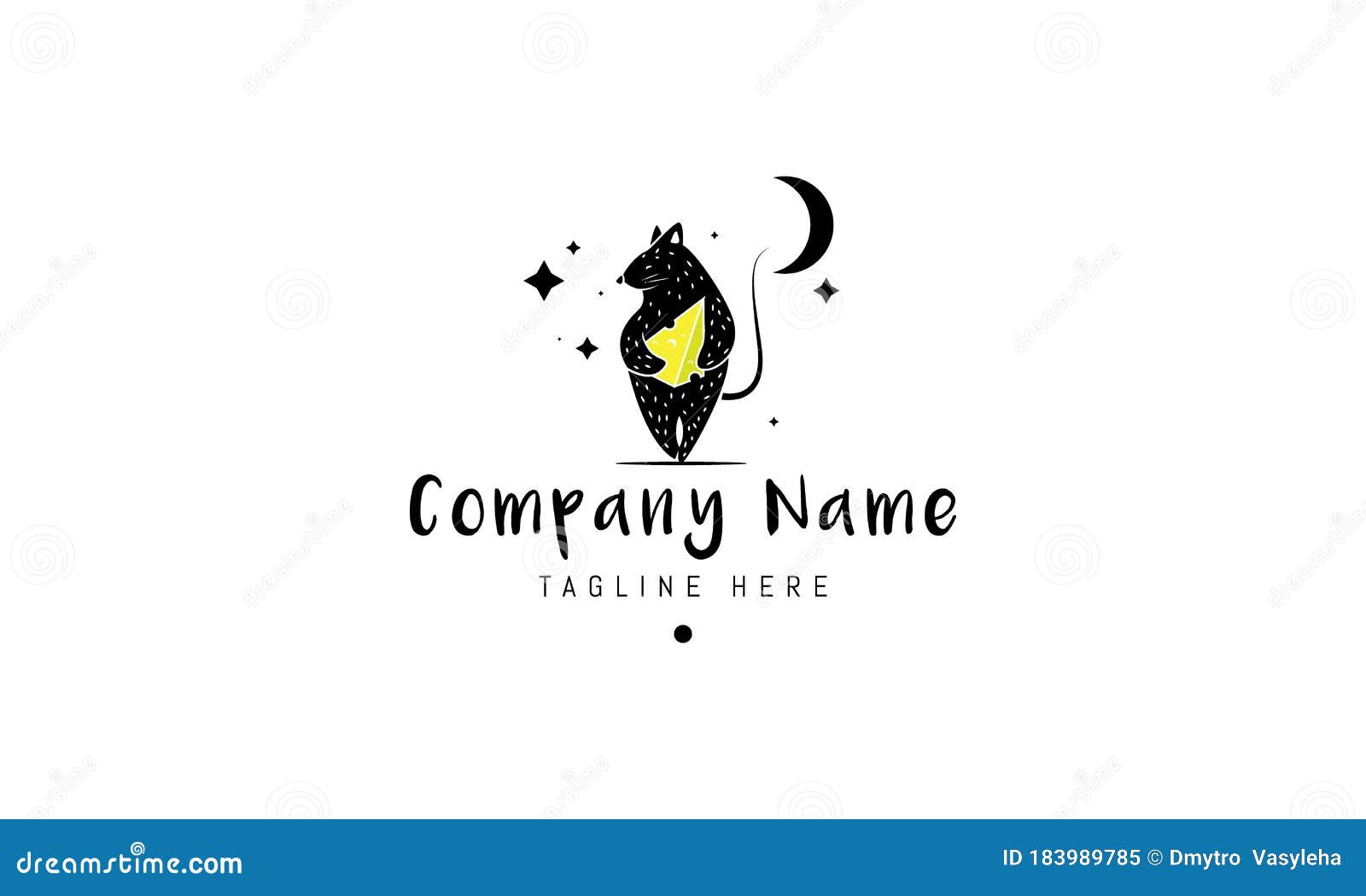 Vector Logo on Which an Abstract Image of a Funny Rat, Stole a Piece of  Cheese, Under the Moon and Stars. Stock Vector - Illustration of sketch,  design: 183989785