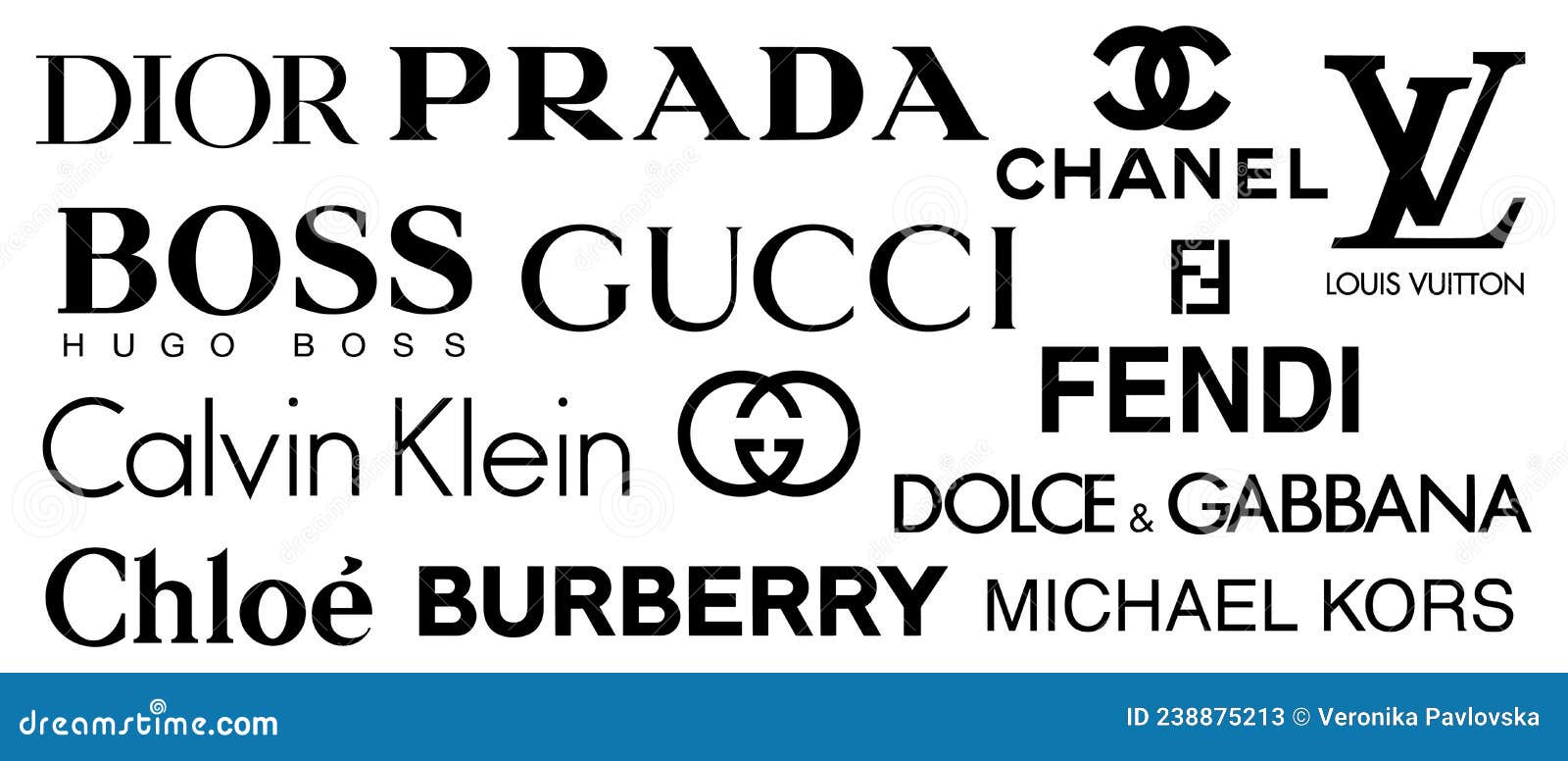 Vector Logos of Popular Brands Such As: ZARA, H&M, Prada, Gucci, Adidas,  Nike, Next, Hugo Boss, Calvin Klein. Logos on an Isolated Editorial Stock  Photo - Illustration of chanel, vector: 238875213