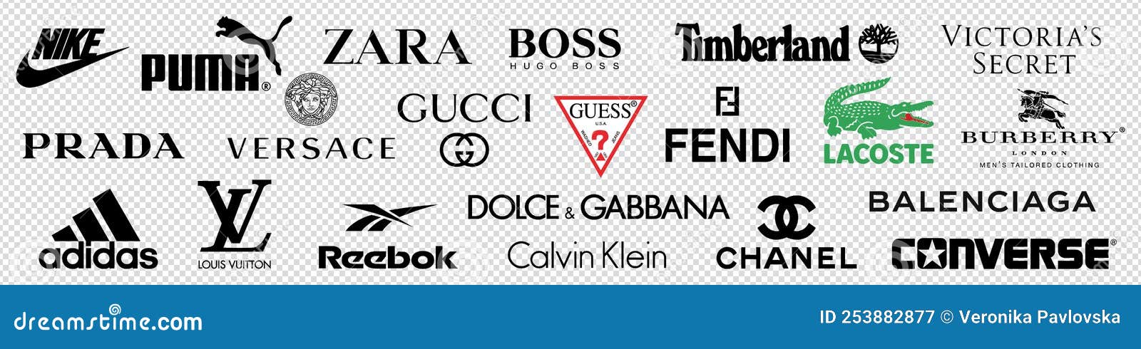 Collection Vector Logo Popular Clothing Brands: GUCCI, Dolce Gabbana,  Givenchy, Louis Vuitton, Fred Perry, CHANEL, Tory Burch, Editorial  Photography - Illustration of brioni, dolce: 222305617