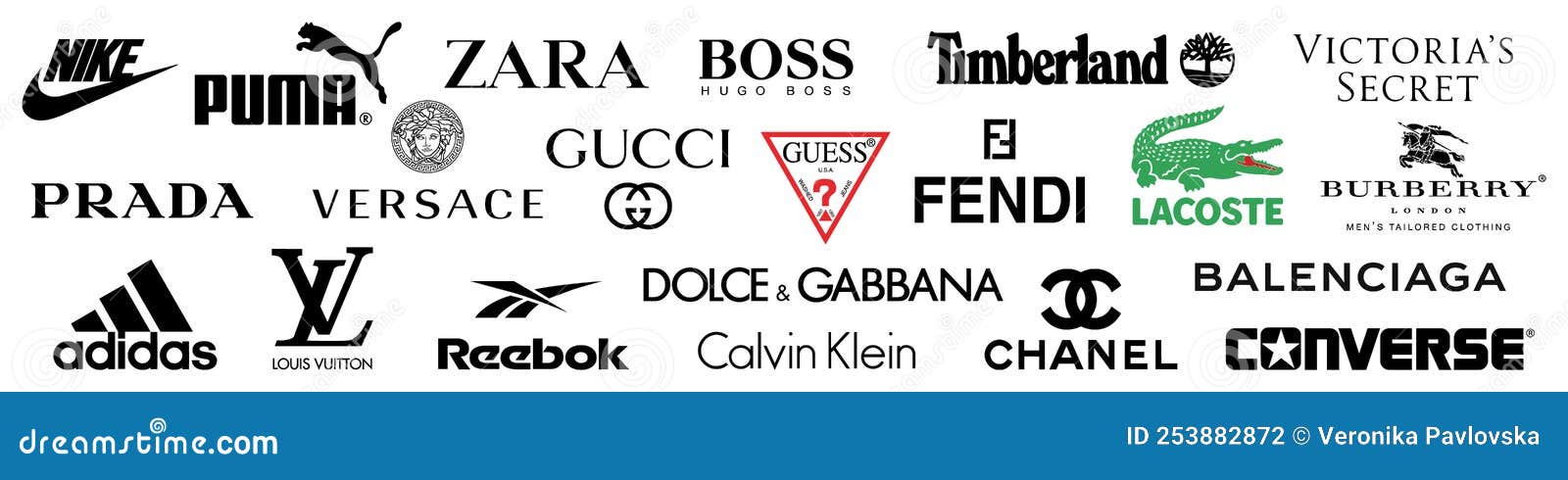 Vector Logos of Popular Clothing Brands Such As: Chanel, Louis