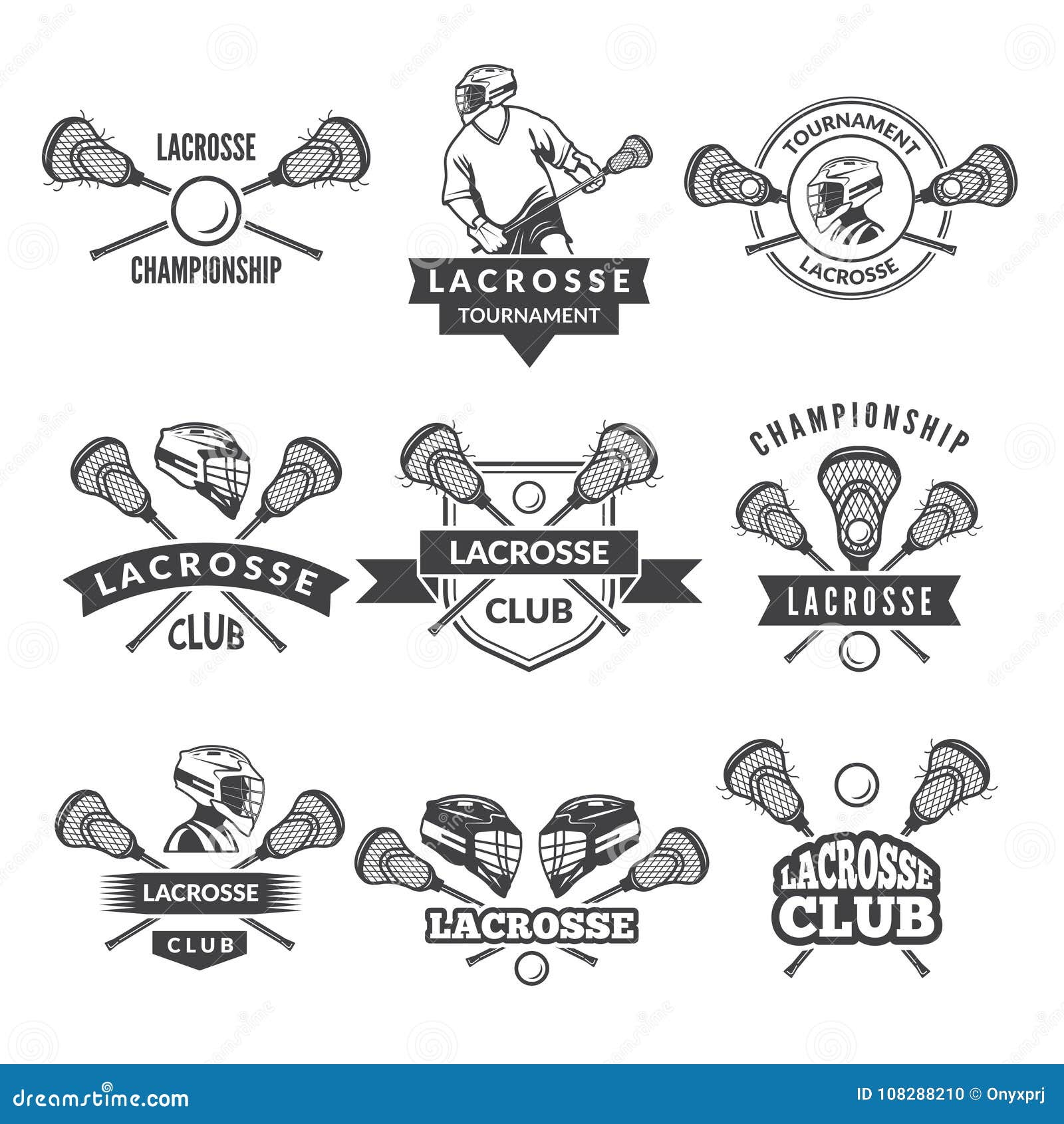 Vector Logotipos Ou Etiquetas Para a Equipe Da Lacrosse Na Faculdade Do