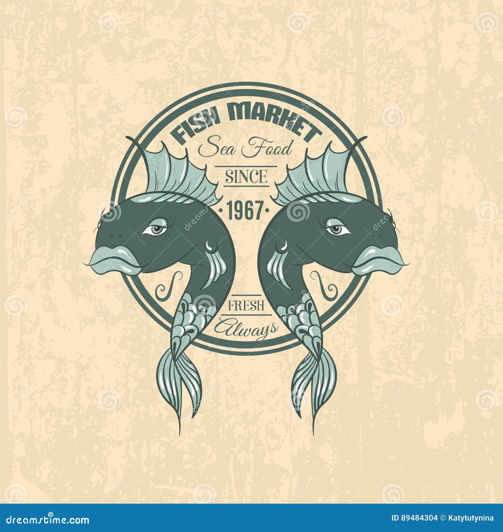 Download Vector Logotype Of Fish Market With Fishes In Circle. Stock Vector - Illustration of delicious ...
