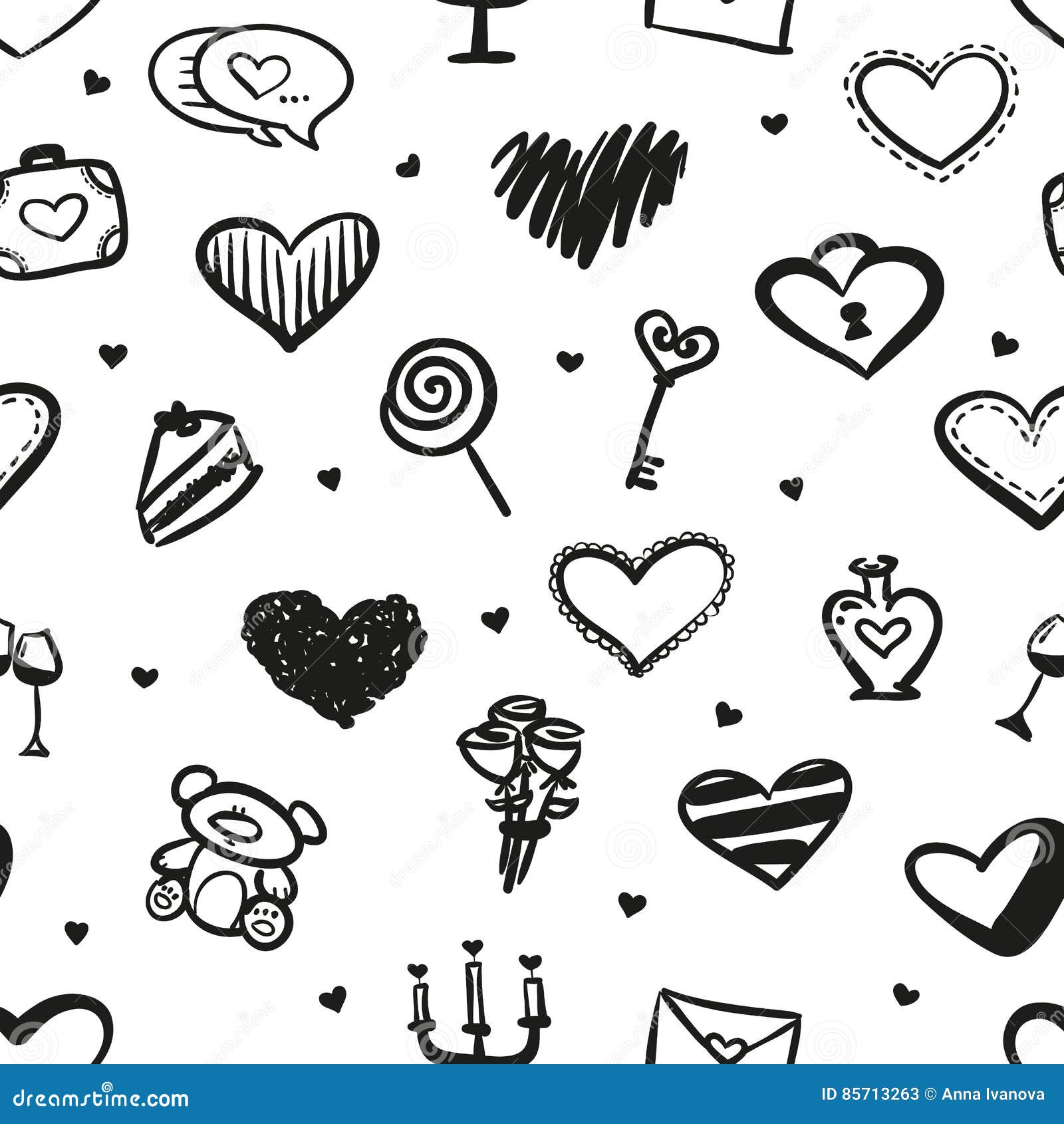 Vector Love Seamless Pattern Stock Vector - Illustration of contour ...