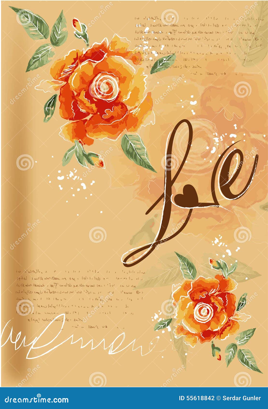 Vector love vintage poster stock vector. Illustration of flowers 55618842