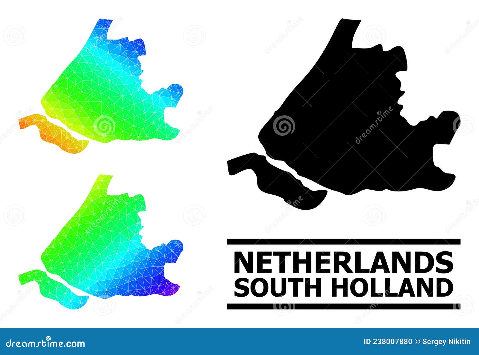 Map of holland filled with the national flag vector illustration