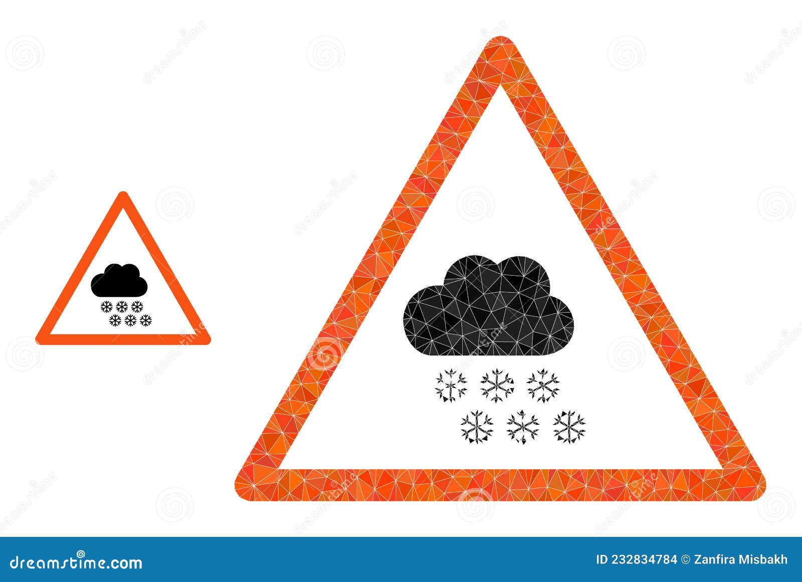 Vector Lowpoly Snow Weather Warning Icon Stock Vector Illustration of