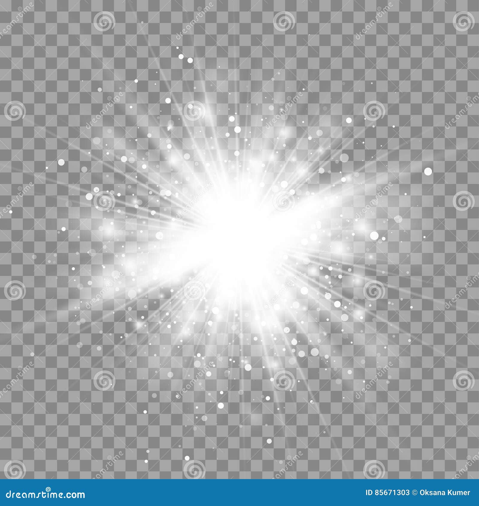  magic white rays glow light effect  on transparent background