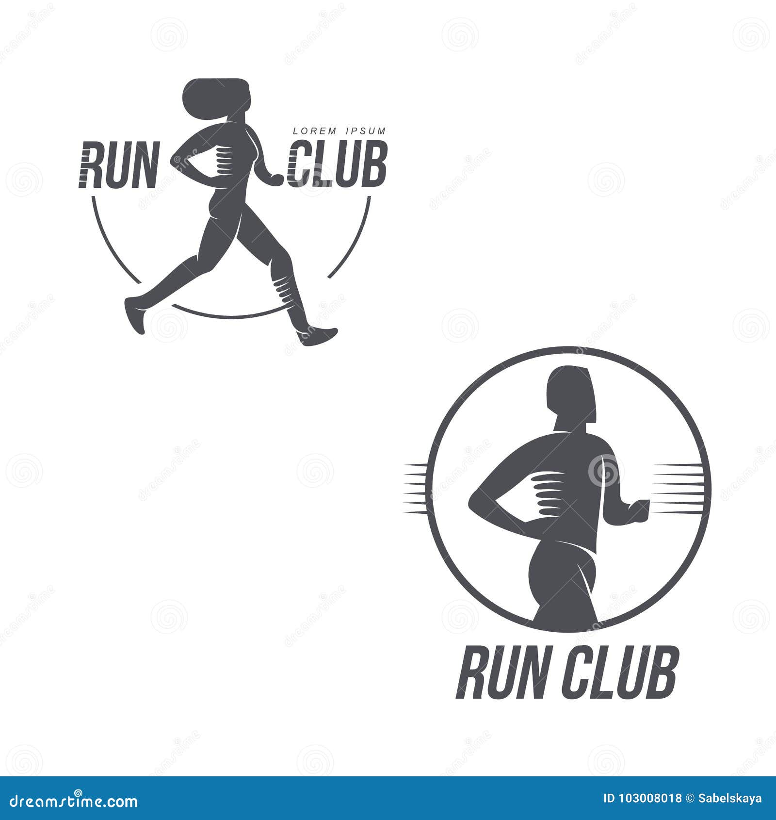 Vector Man Woman Running Club Icon Isolated Set Stock Vector