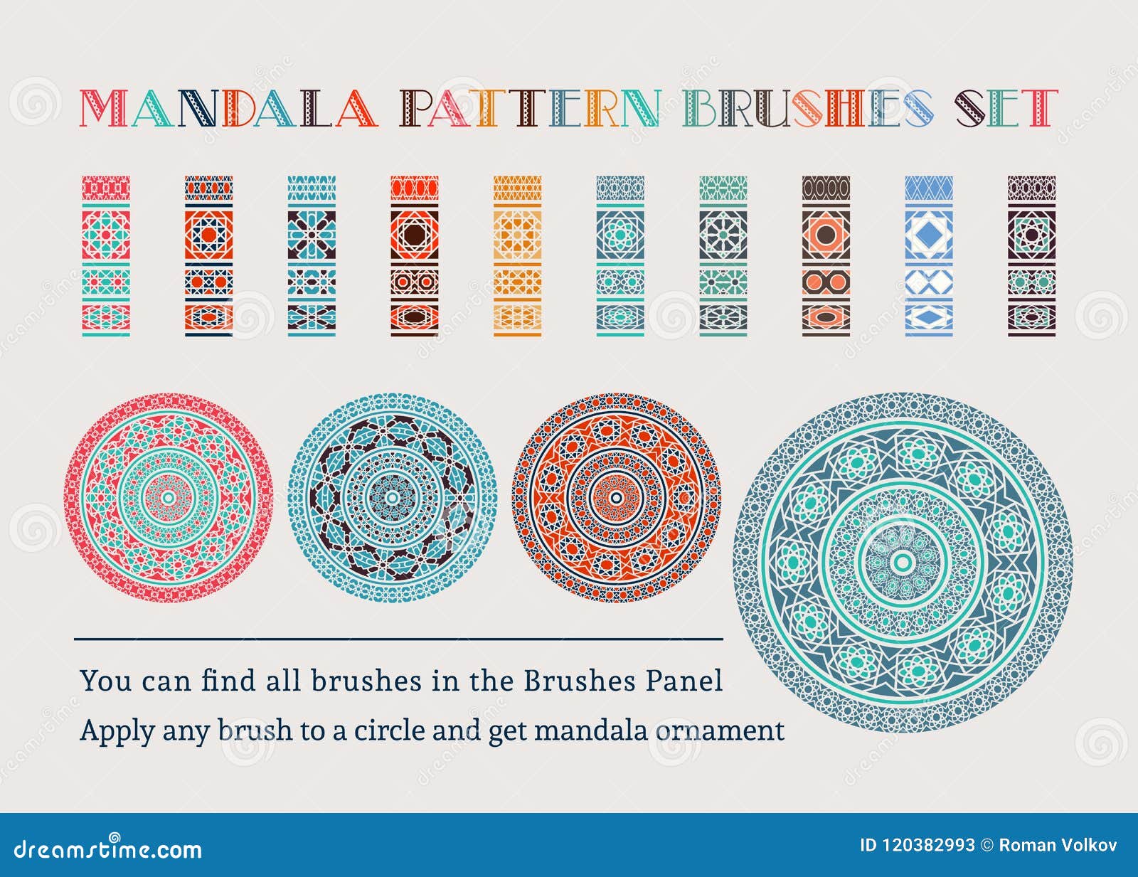 Vector Mandala Brushes Set stock vector. Illustration of mandala