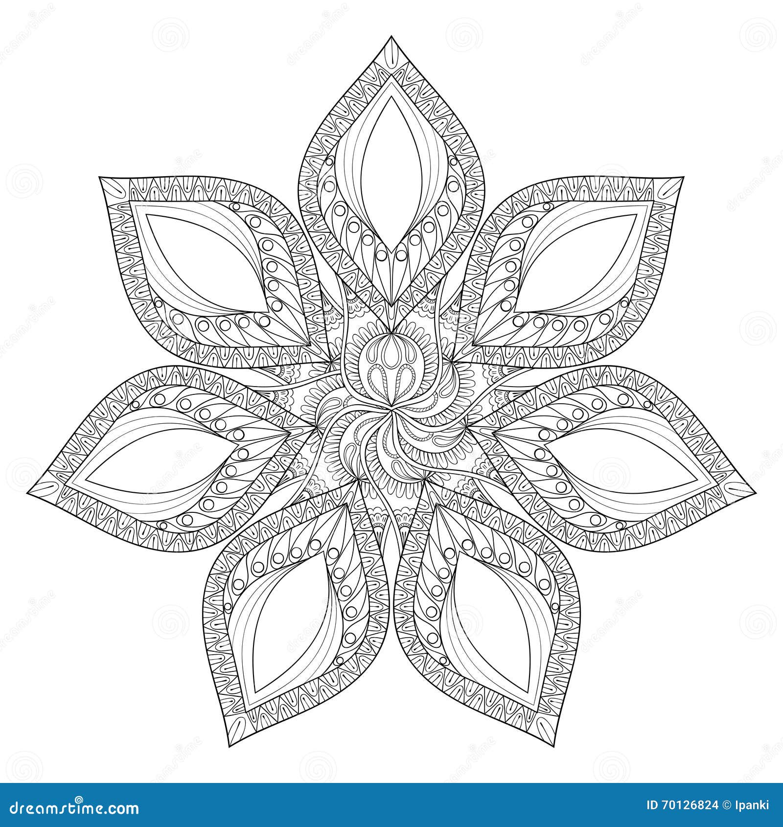 Vector Mandala. Hand Drawn Zentangle Mandala Illustration, Artis Stock