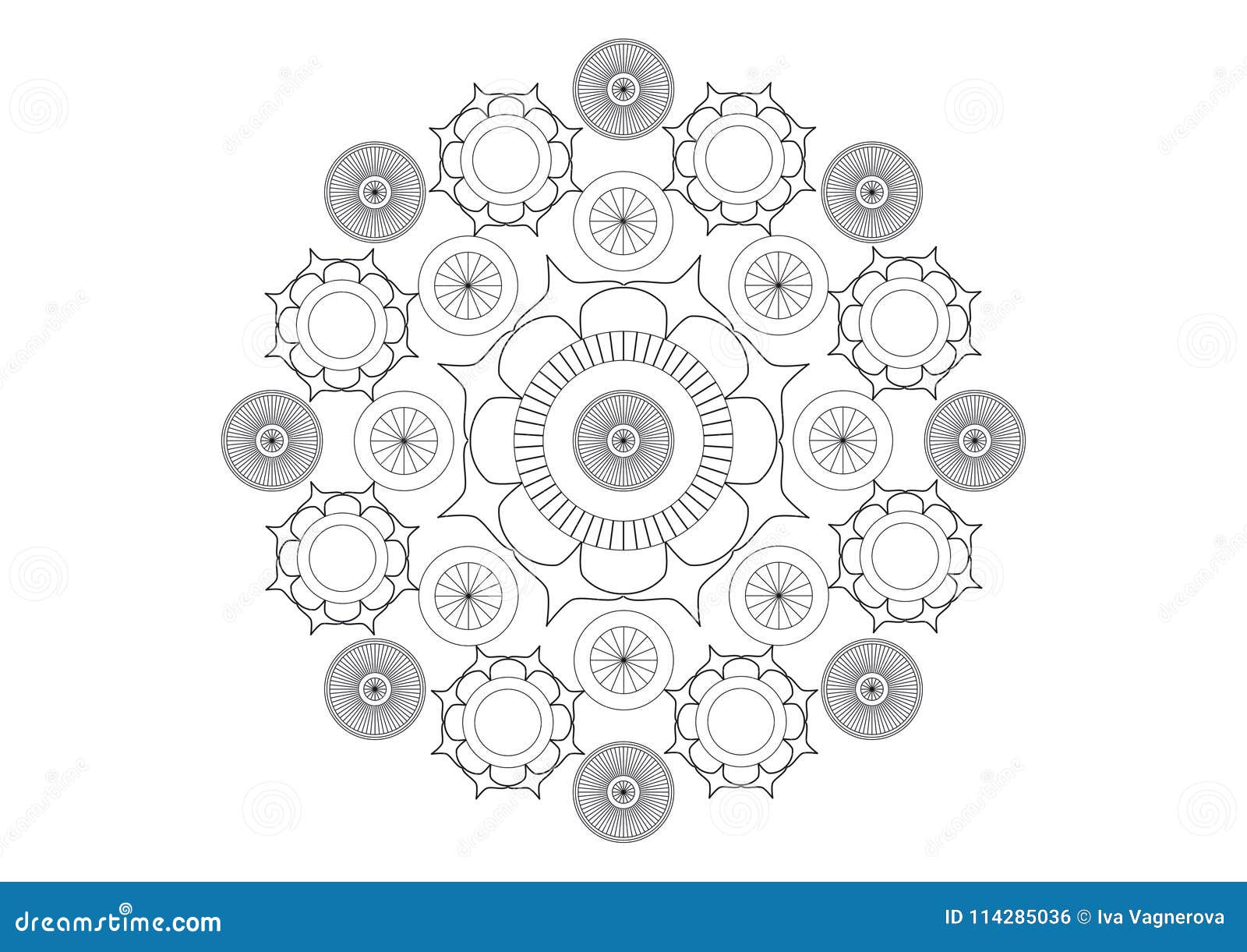 Mandala Simples Do Vetor Preto E Branco, Composta Por Pétalas De