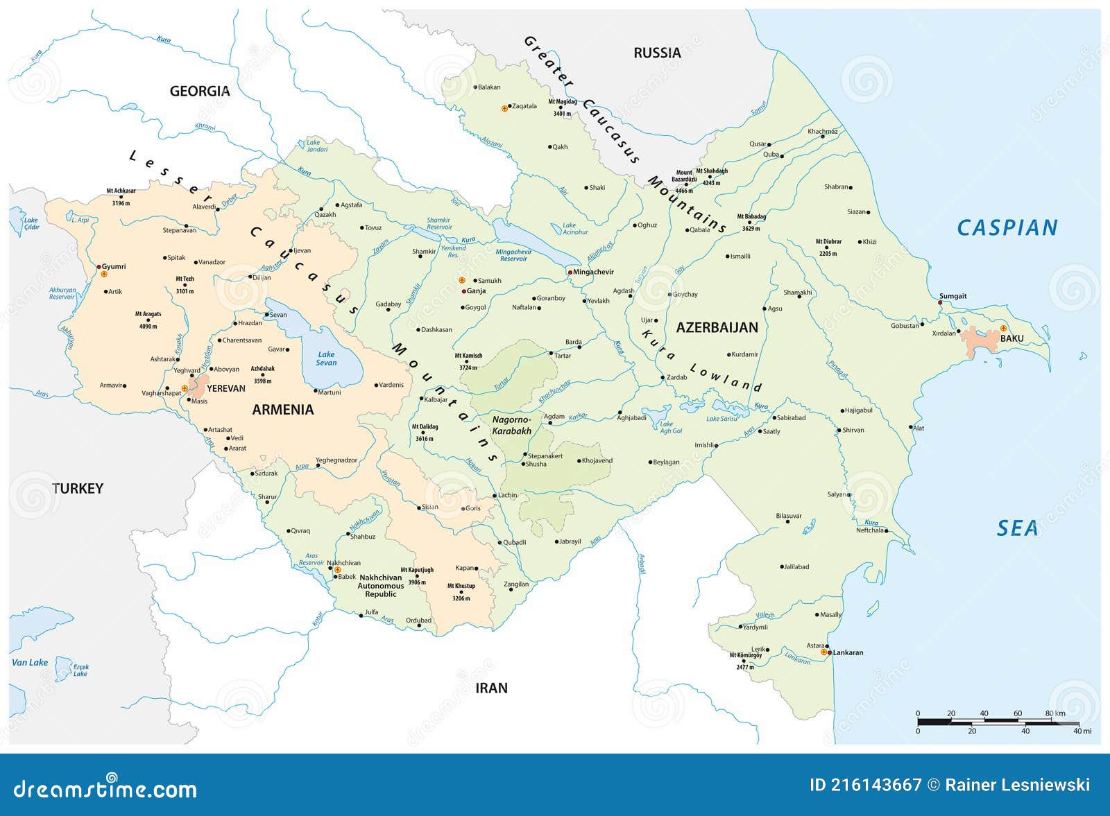  map of caucasus states armenia and azerbaijan