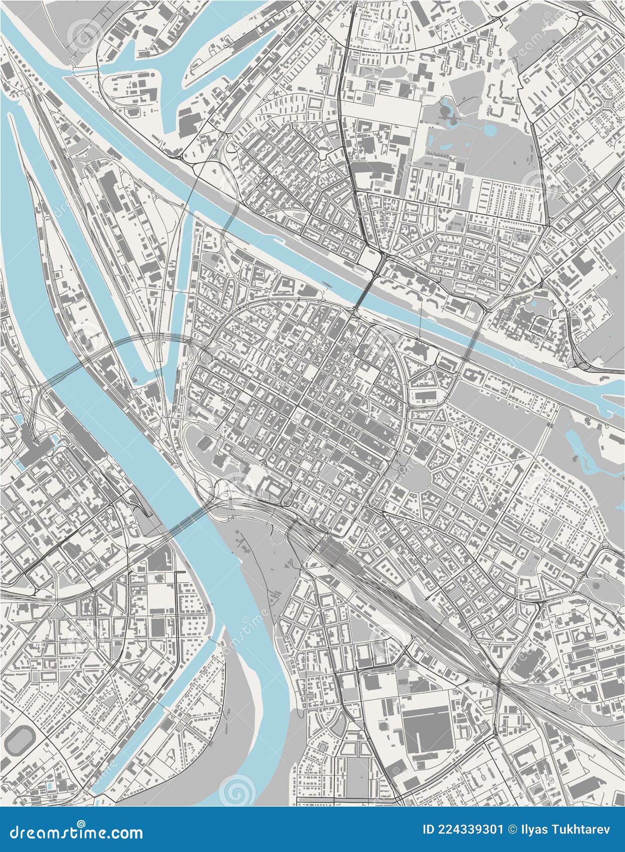 Map of the City of Mannheim, Germany Stock Image - Image of land, city