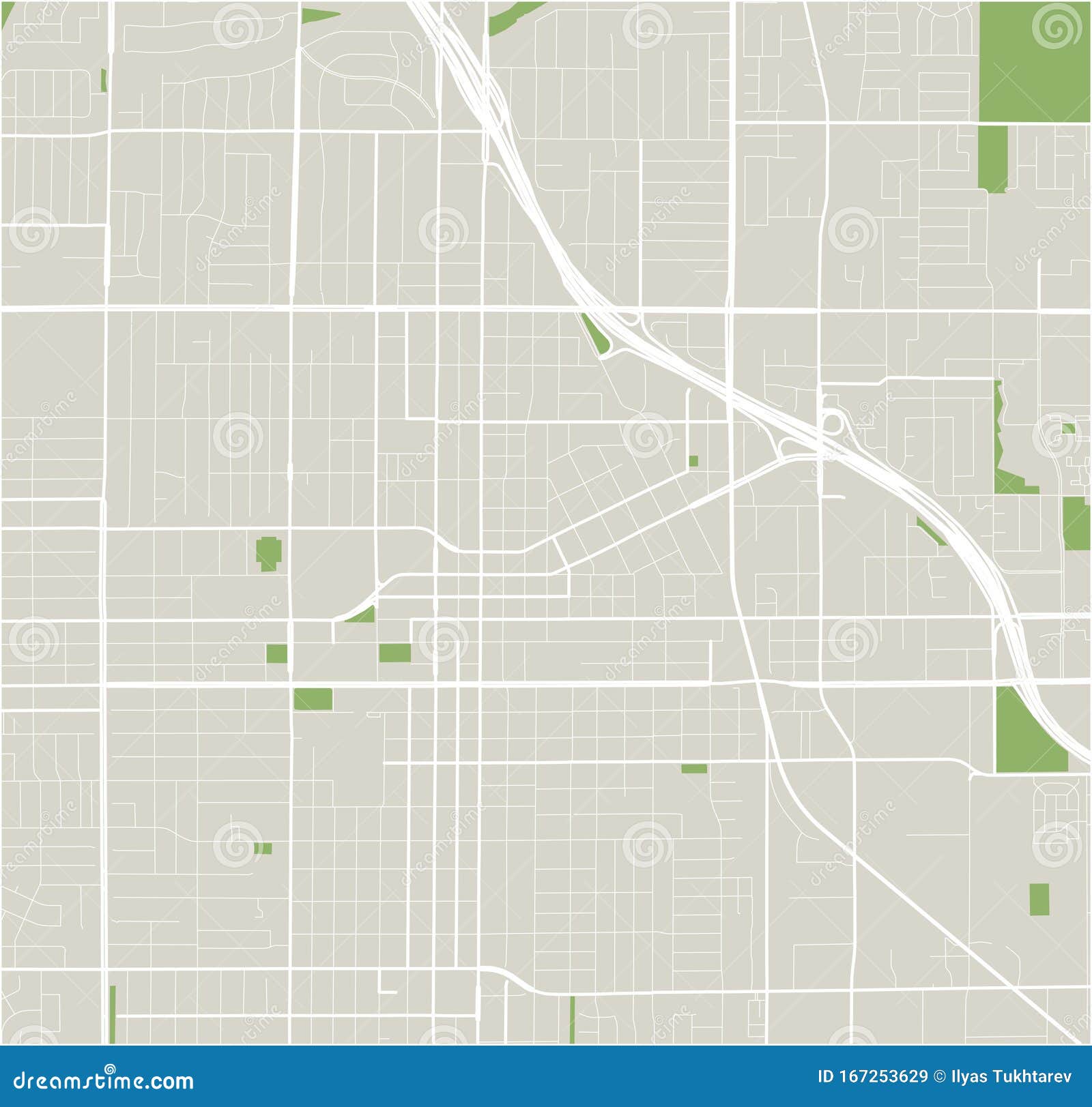 Map of the City of Santa Ana, California, USA Stock Illustration