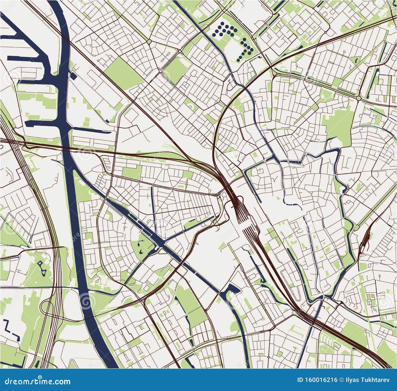 Map of the City of Utrecht, Netherlands Stock Illustration