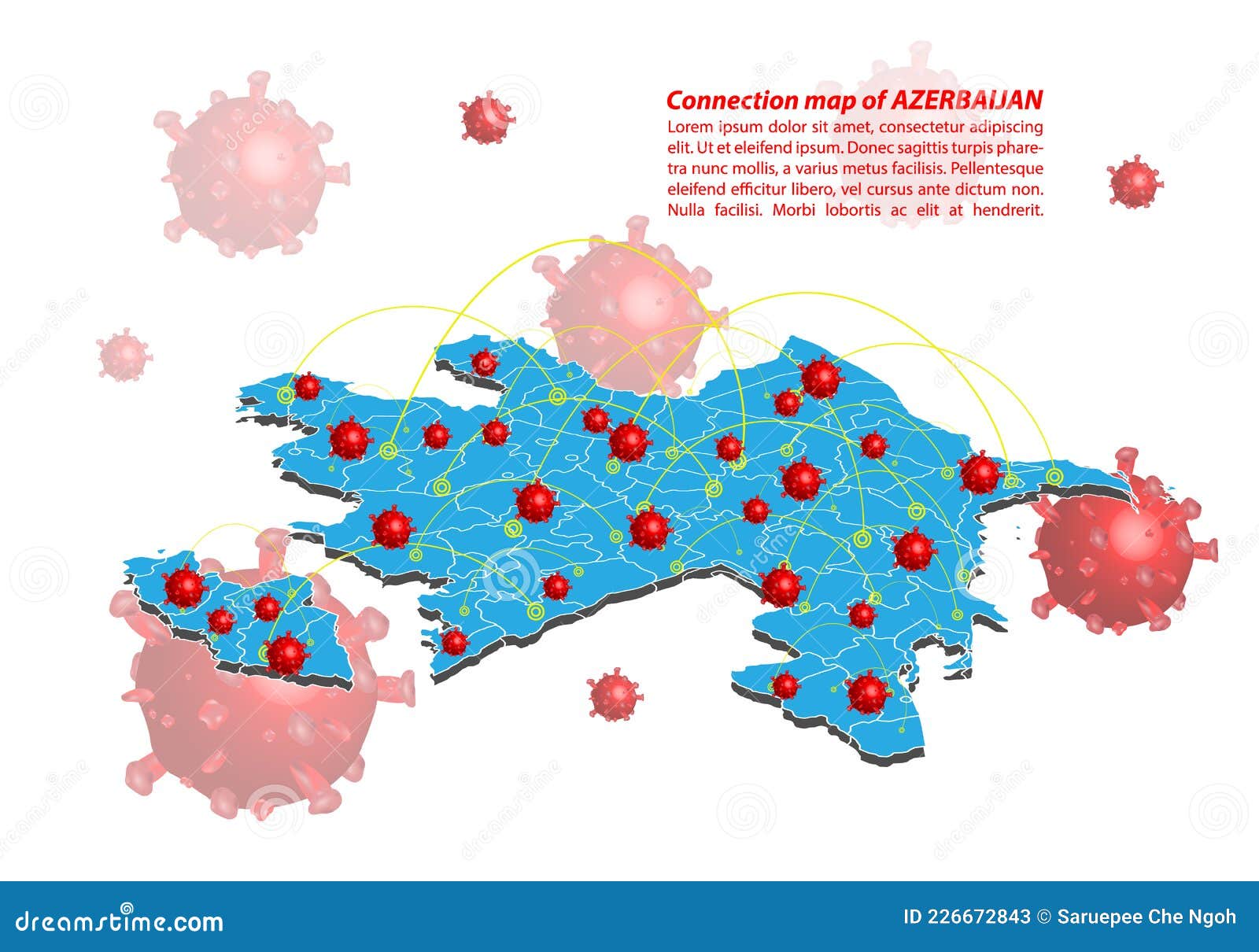 Vector of Map Connection of Azerbaijan with Covid19 Virus Image on it