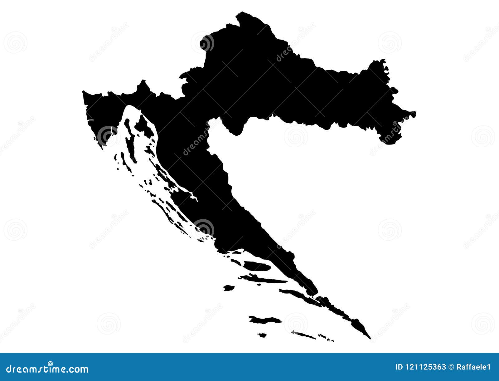 Croatia Peninsula State Map Vector Silhouette Stock Vector