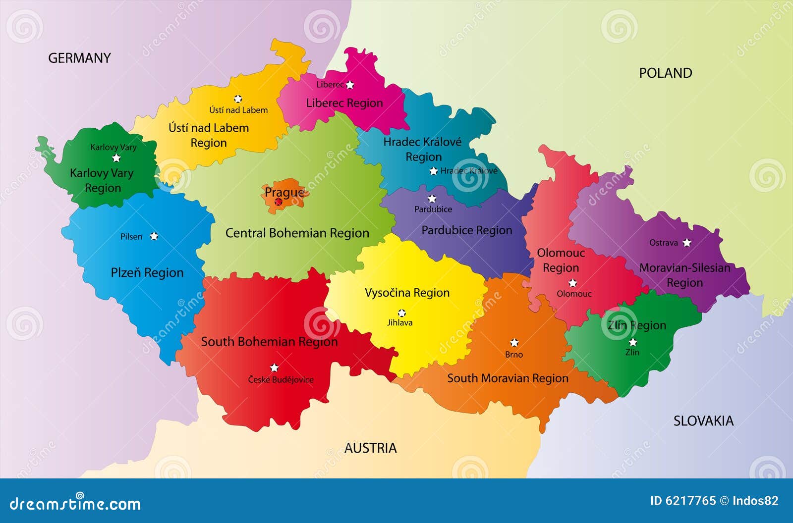 Vector Map Of Czech Republic Stock Vector Illustration Of Colour Political