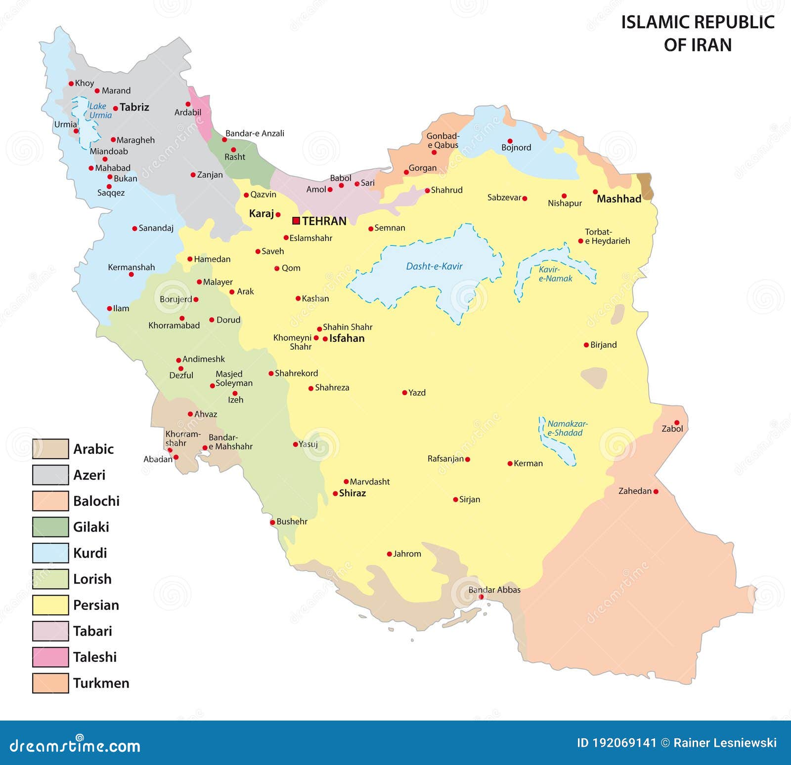  map with the distribution of the main language areas of iran