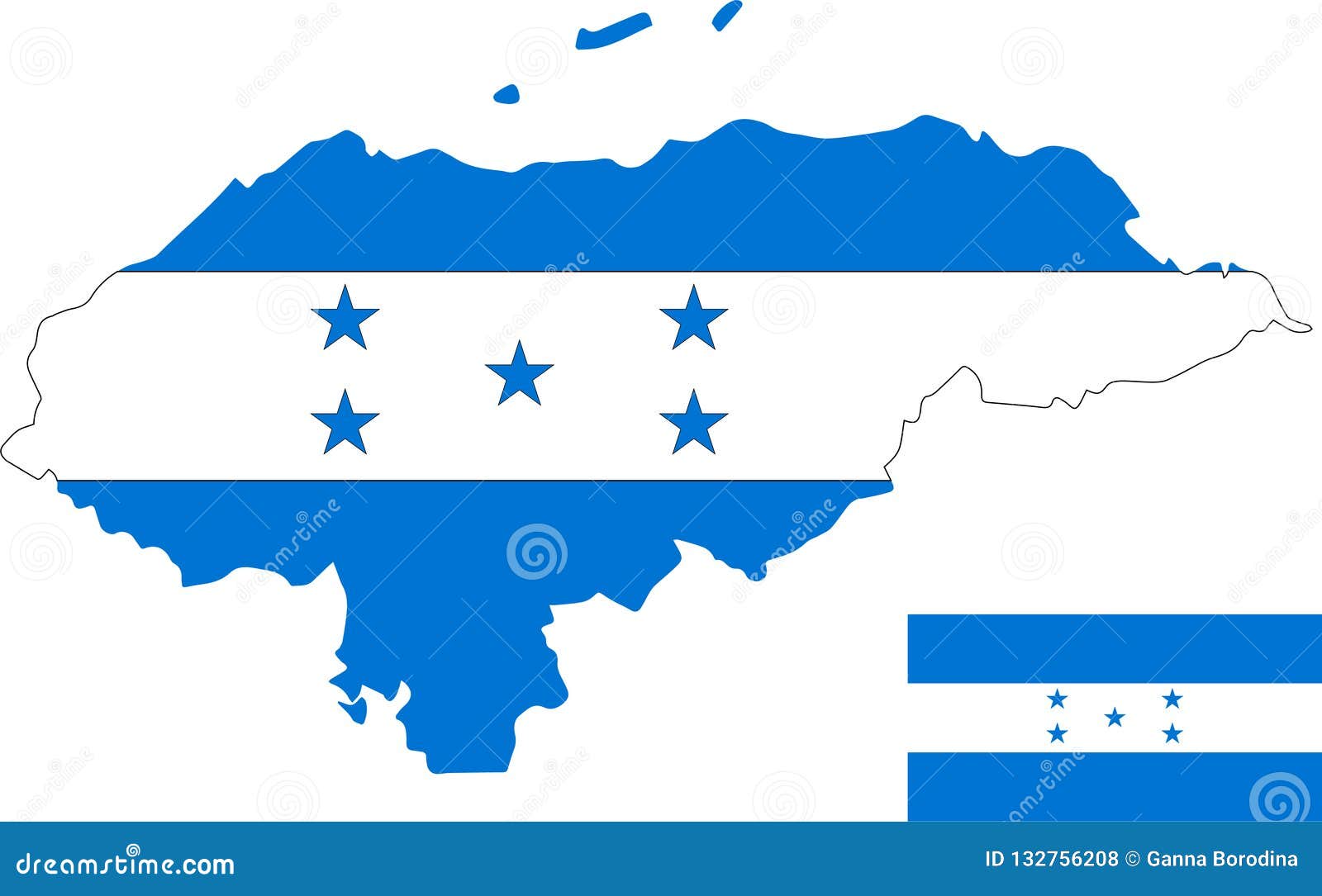 Download Vector Map Of Honduras With Flag. Isolated, White ...