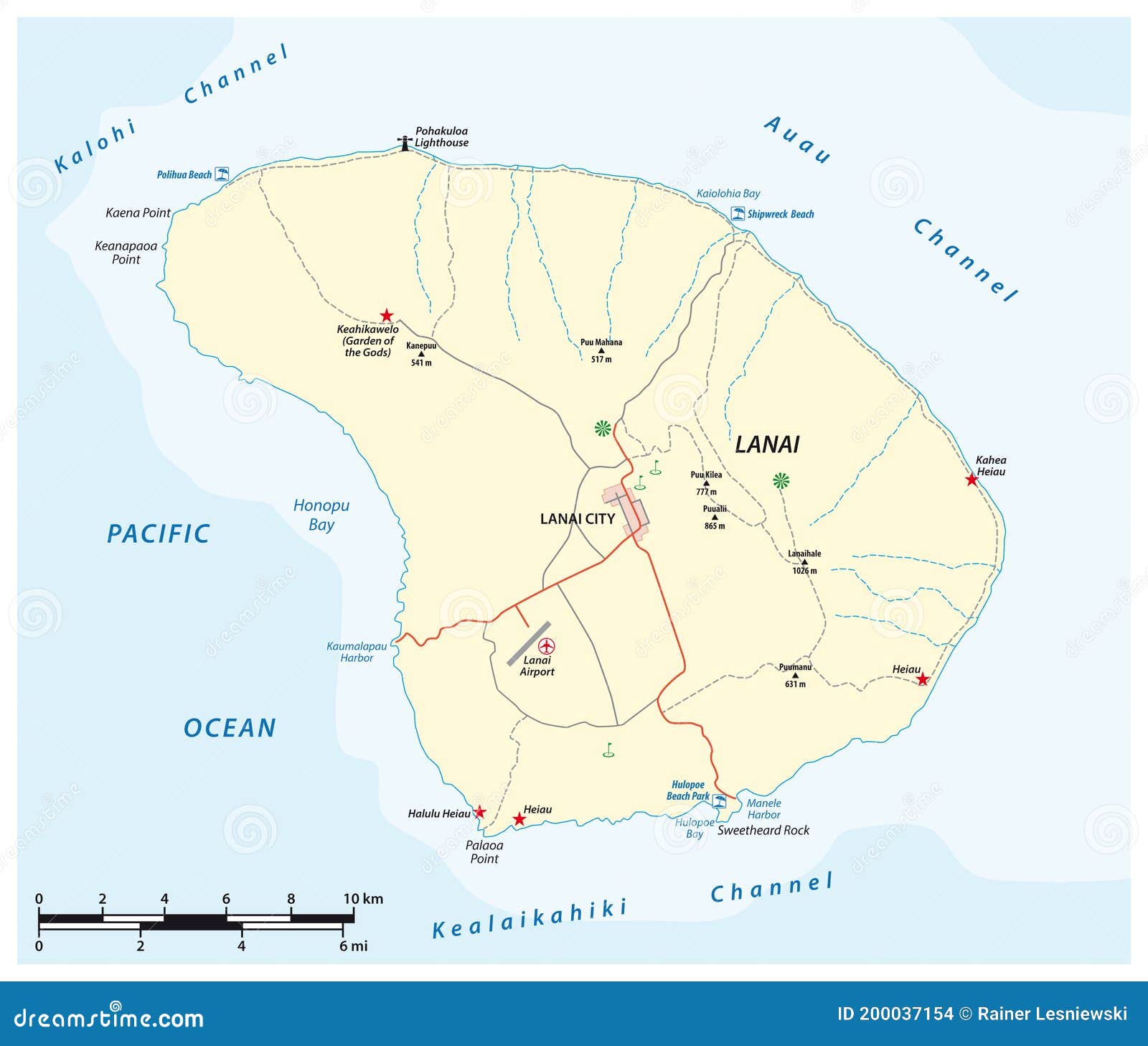 Vector Map of Lanai Island