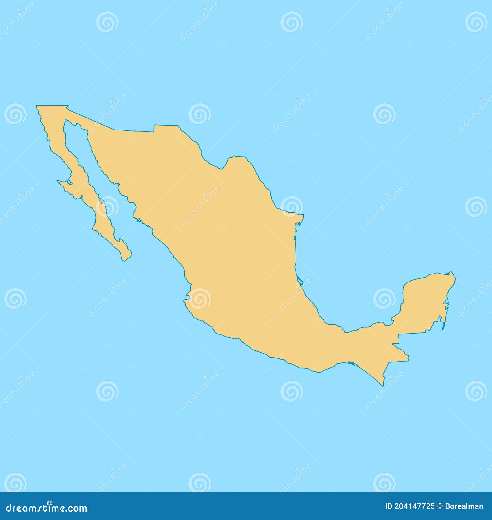Illustrative outline map of Mexico