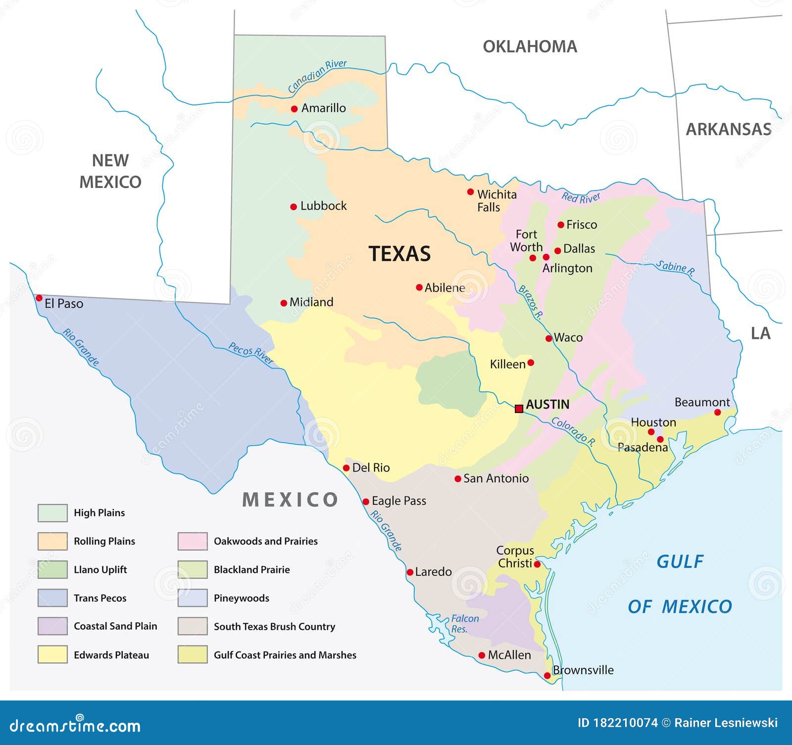  map of the physical regions of texas