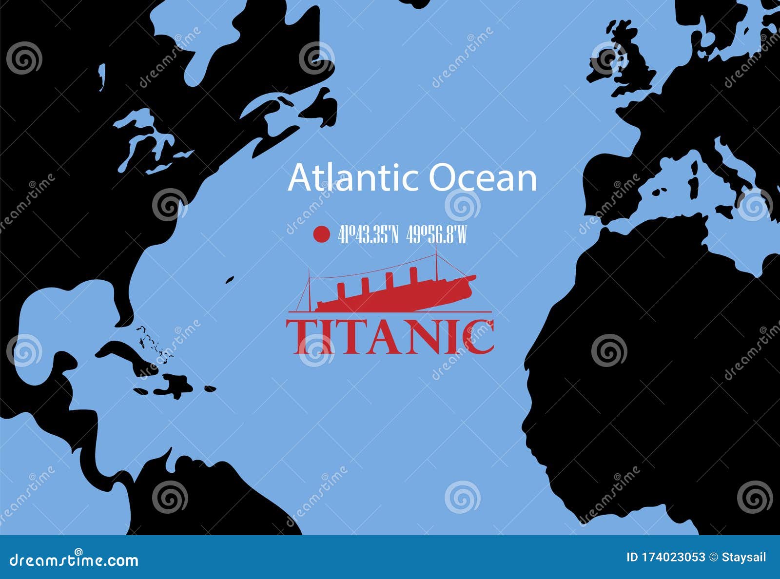 Vector Map of the Place Where the Wreckage of the Titanic Rests Stock  Vector - Illustration of place, cross: 174023053