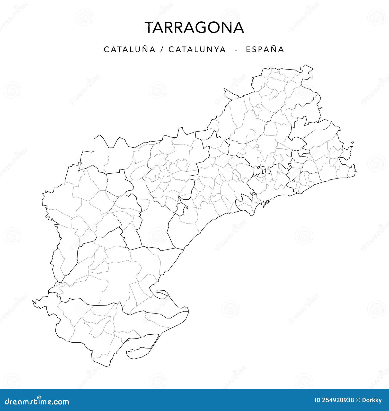 Administrative Vector Map of the Province of Tarragona As of 2022 Spain Vector Map Stock