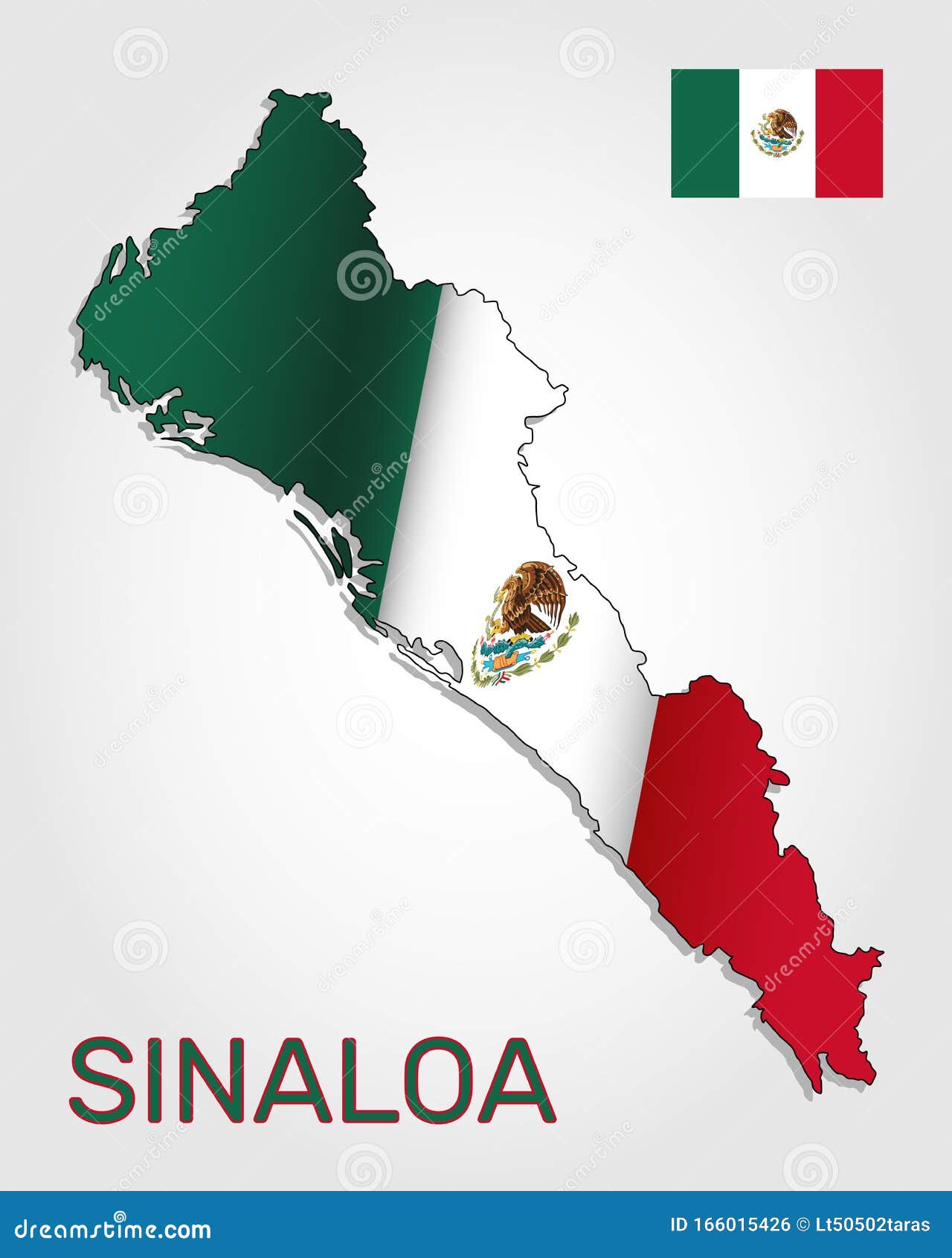 Sinaloa On The Map Vector Map Of Sinaloa State Combined With Waving Mexican National Flag -  Vector Stock Vector - Illustration Of Themes, Symbol: 166015426