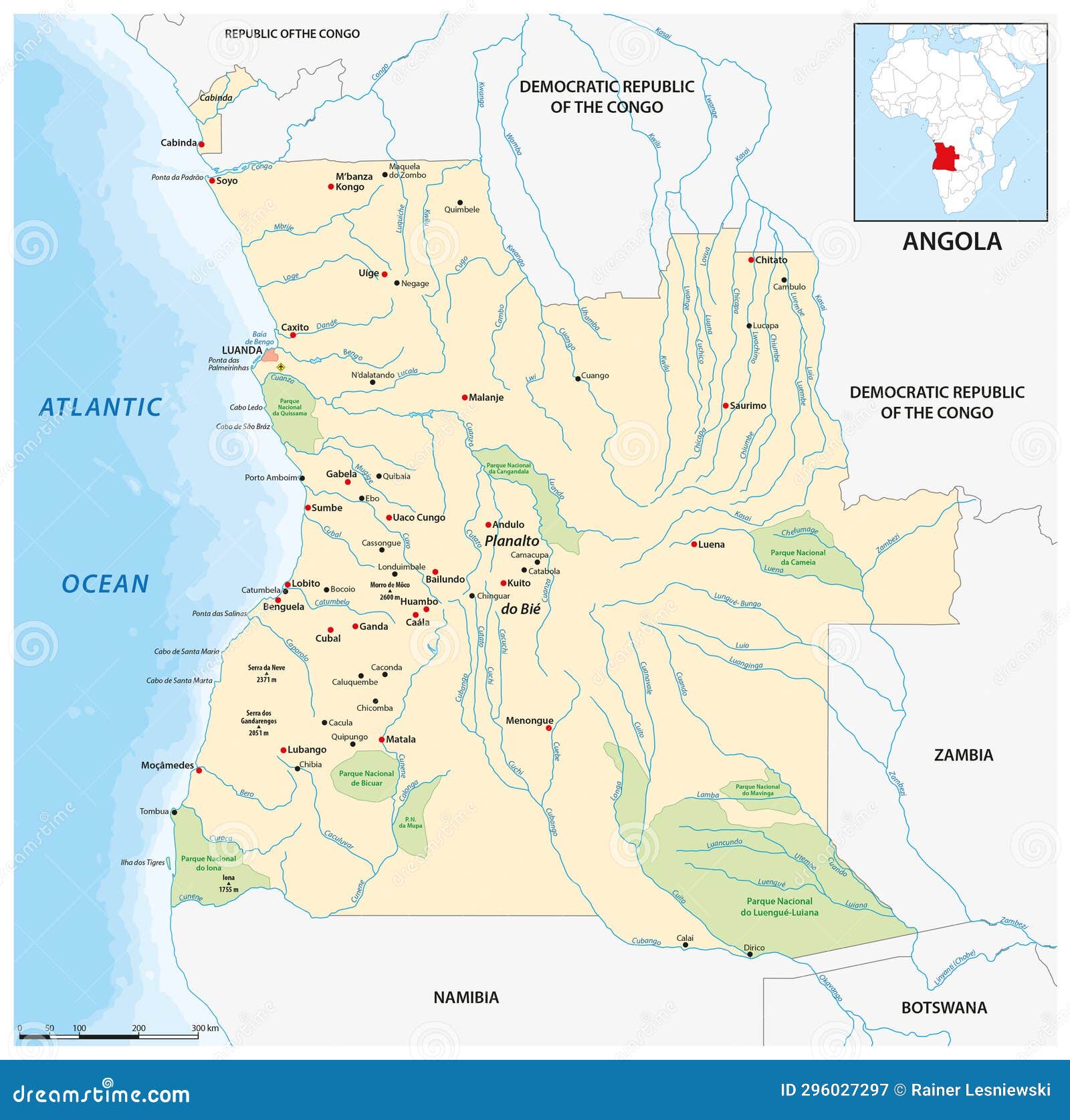  map of the southwest african state of angola