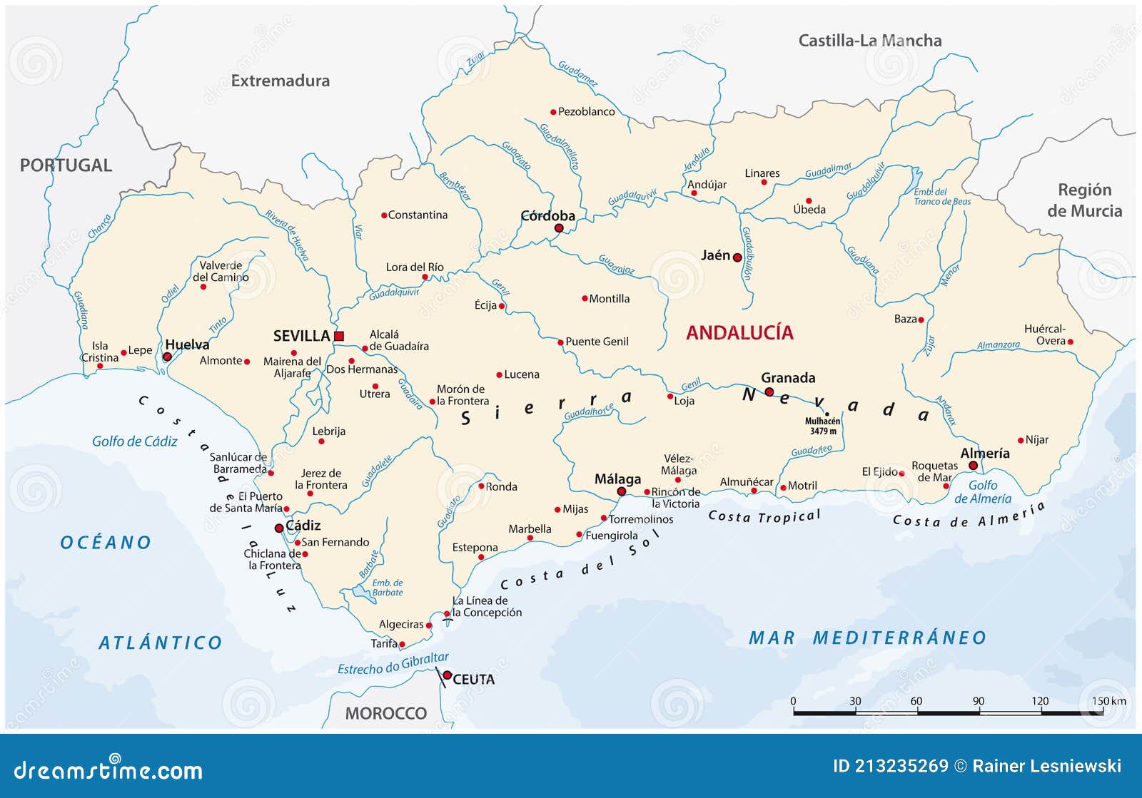 Vector Map of the Spanish Autonomous Communities of Andalusia Stock ...