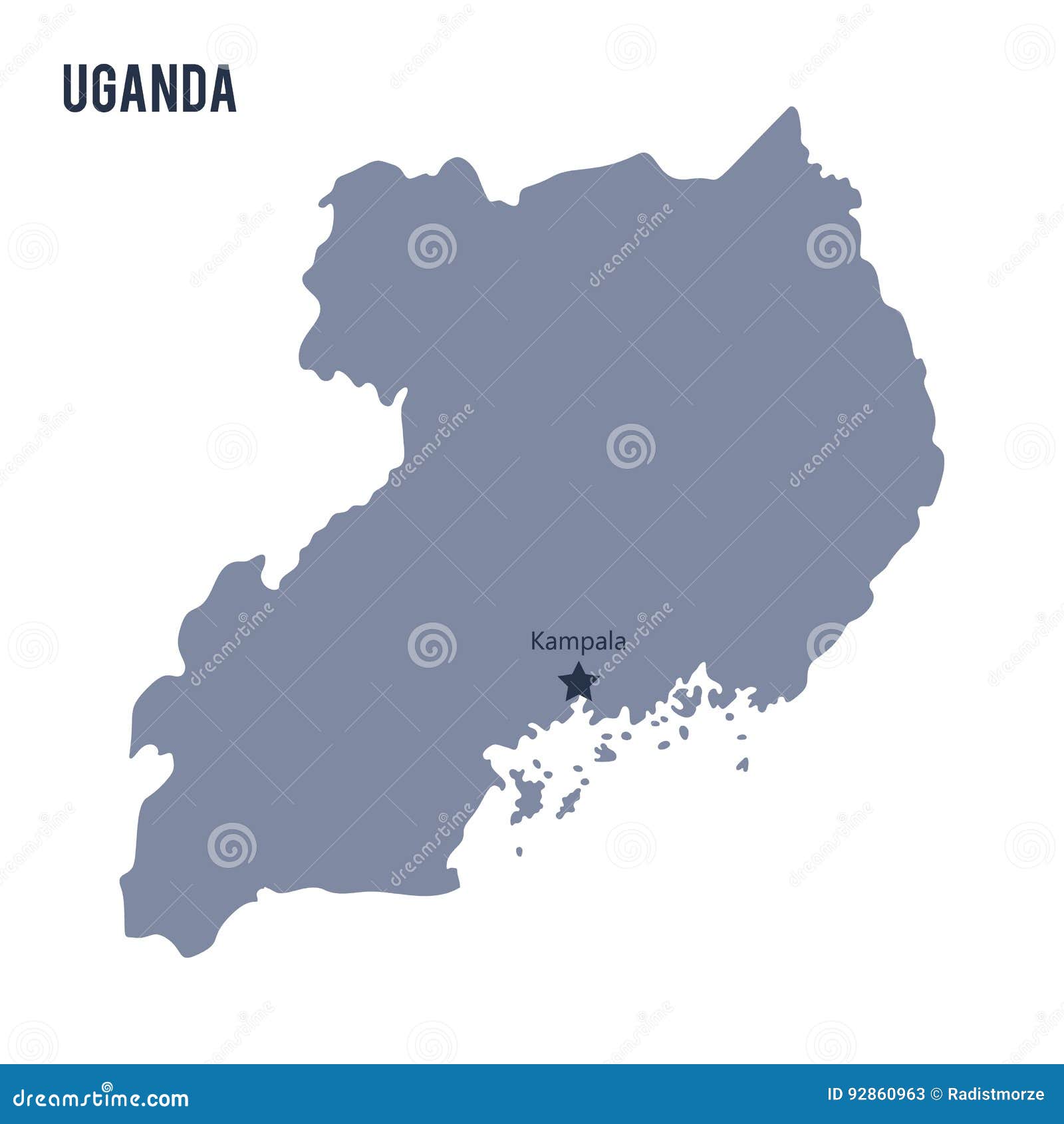 Vector Map of Uganda Isolated on White Background. Stock Illustration