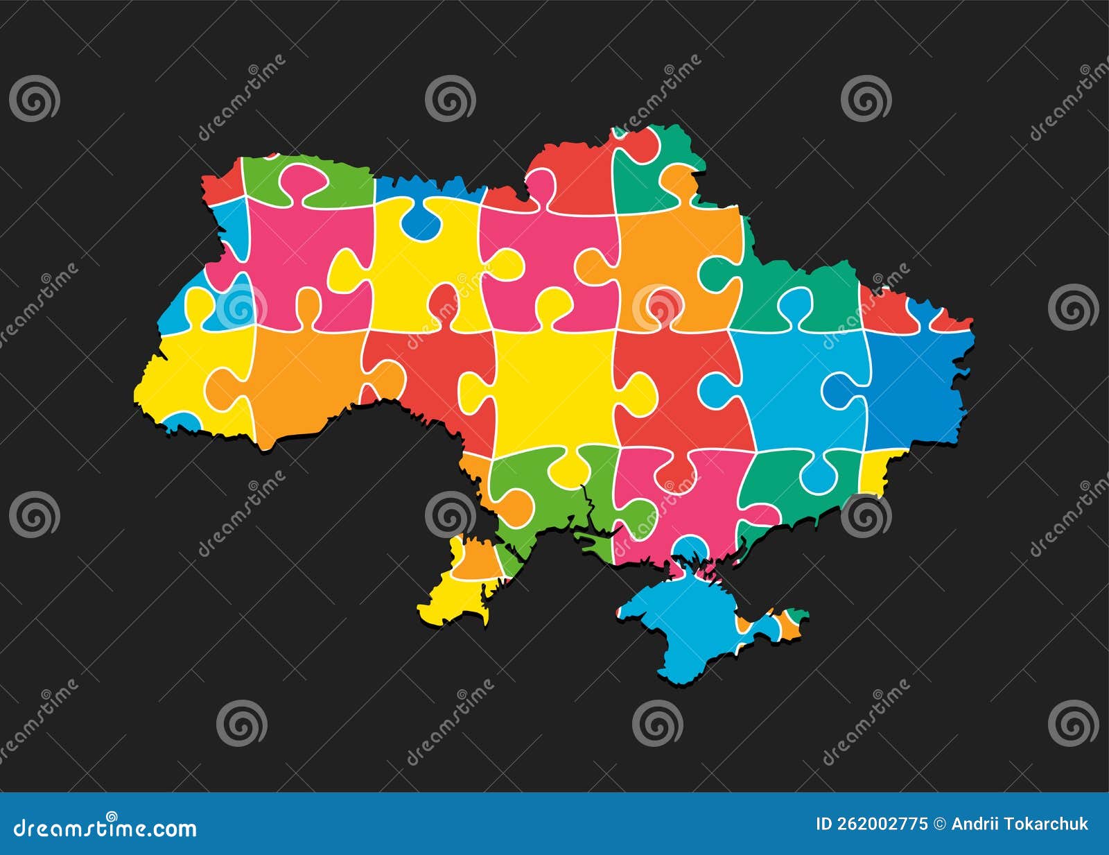 Vector Map Ukraine from Piece Puzzle, Jigsaw Stock Vector