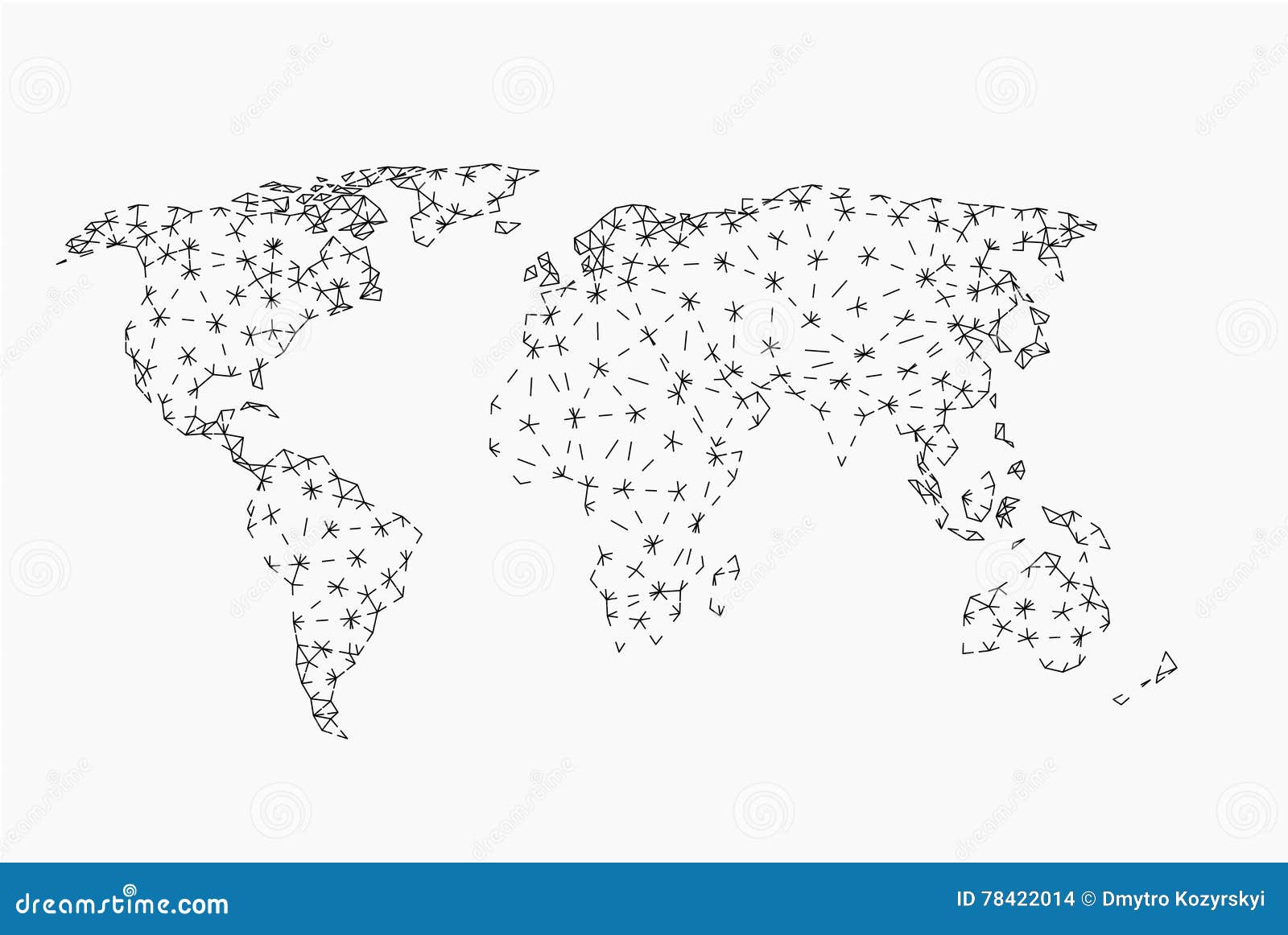 Vector Map of the World. Grey Illustration on White Background. Stock