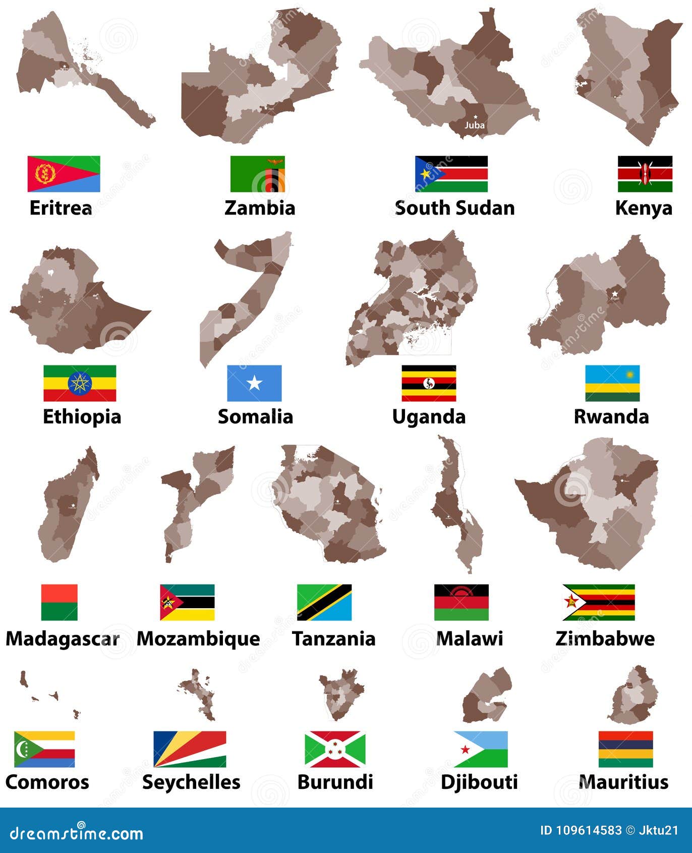 Conjunto de bandeiras de países de diferentes regiões em estilo