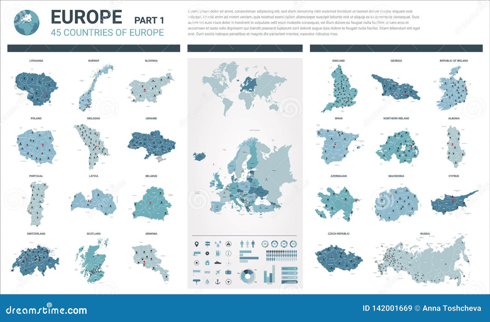  maps set. high detailed 45 maps of european countries with administrative division and cities. political map, map of