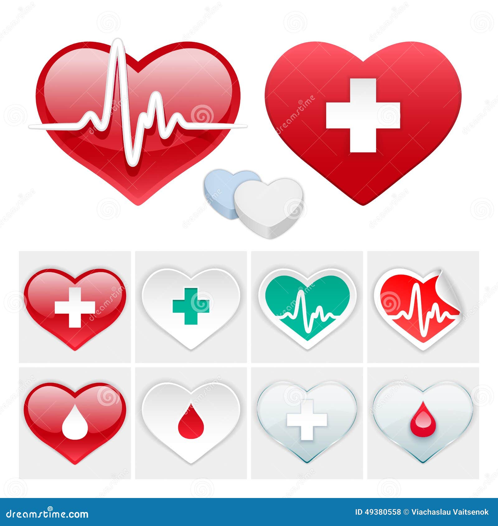 medical set of hearts icons
