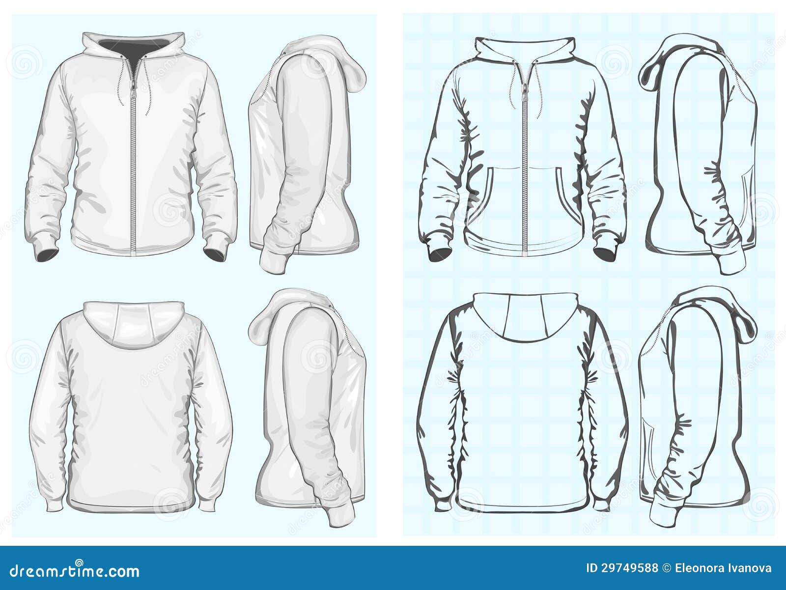 Men S Hooded Sweatshirt With Zipper Stock Vector - Illustration of